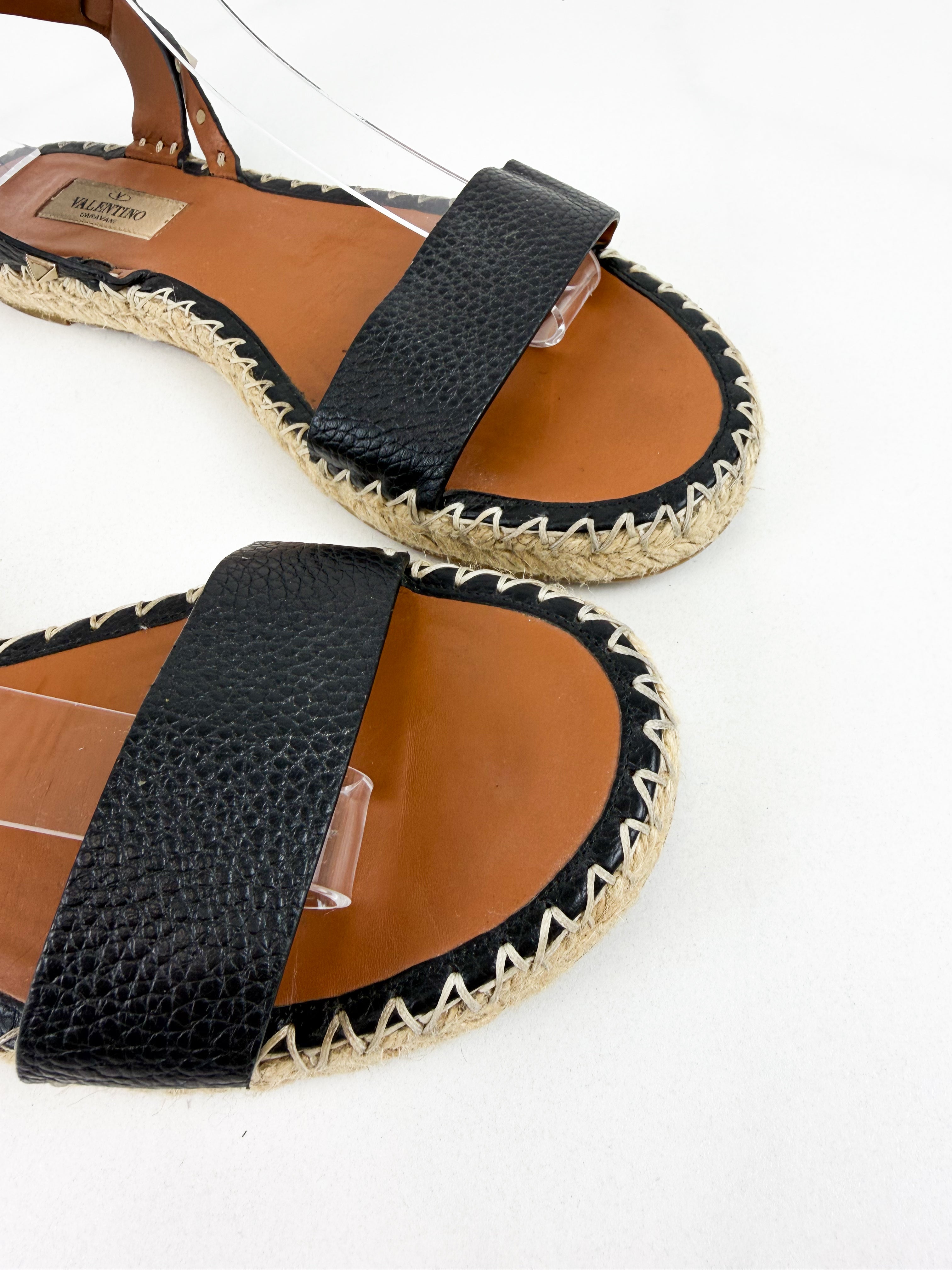 Valentino Garavani Rockstud Ankle Strap Espadrille Size 40