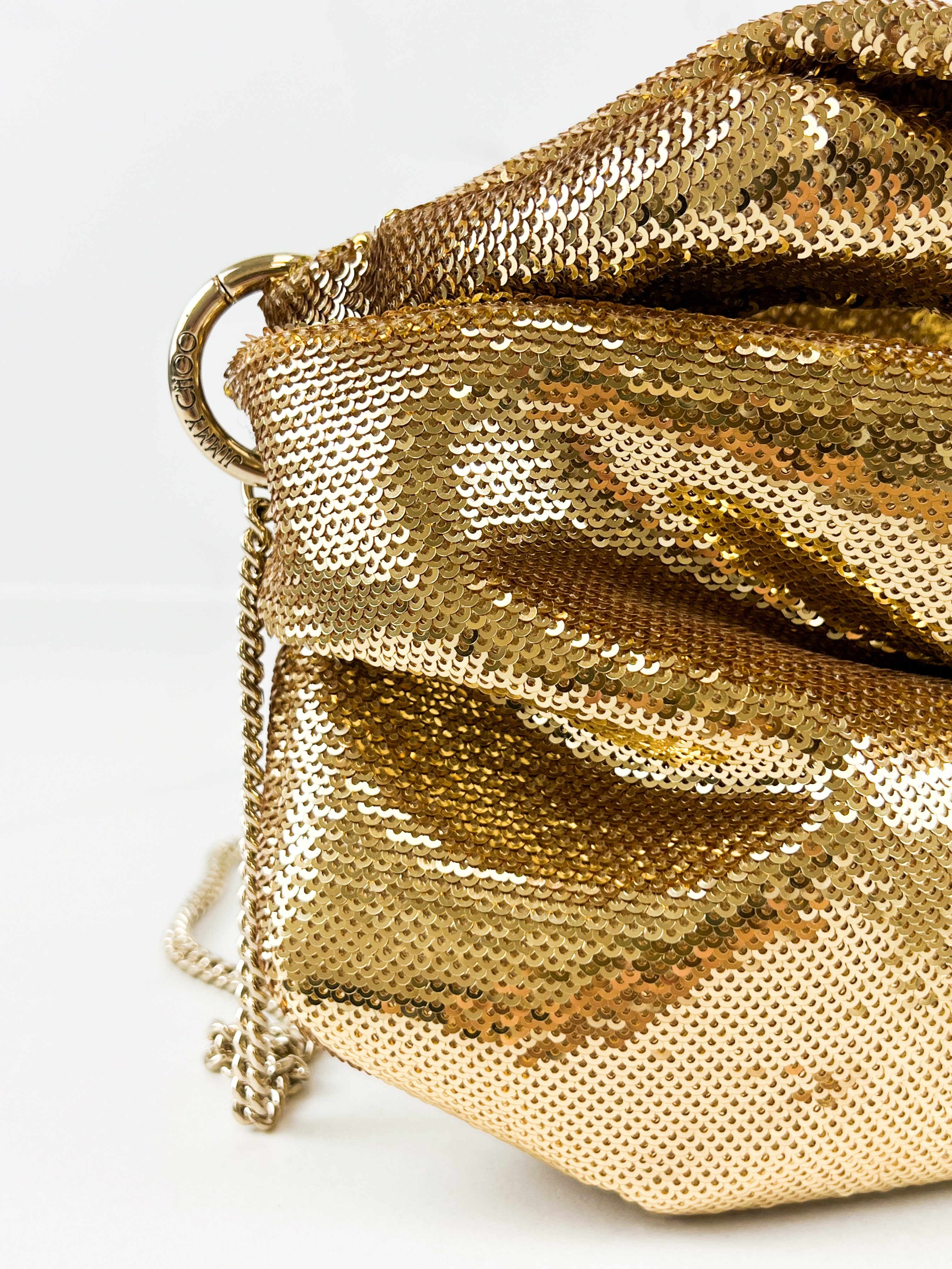Jimmy Choo Bonny Sequin Crossbody Bag in Gold