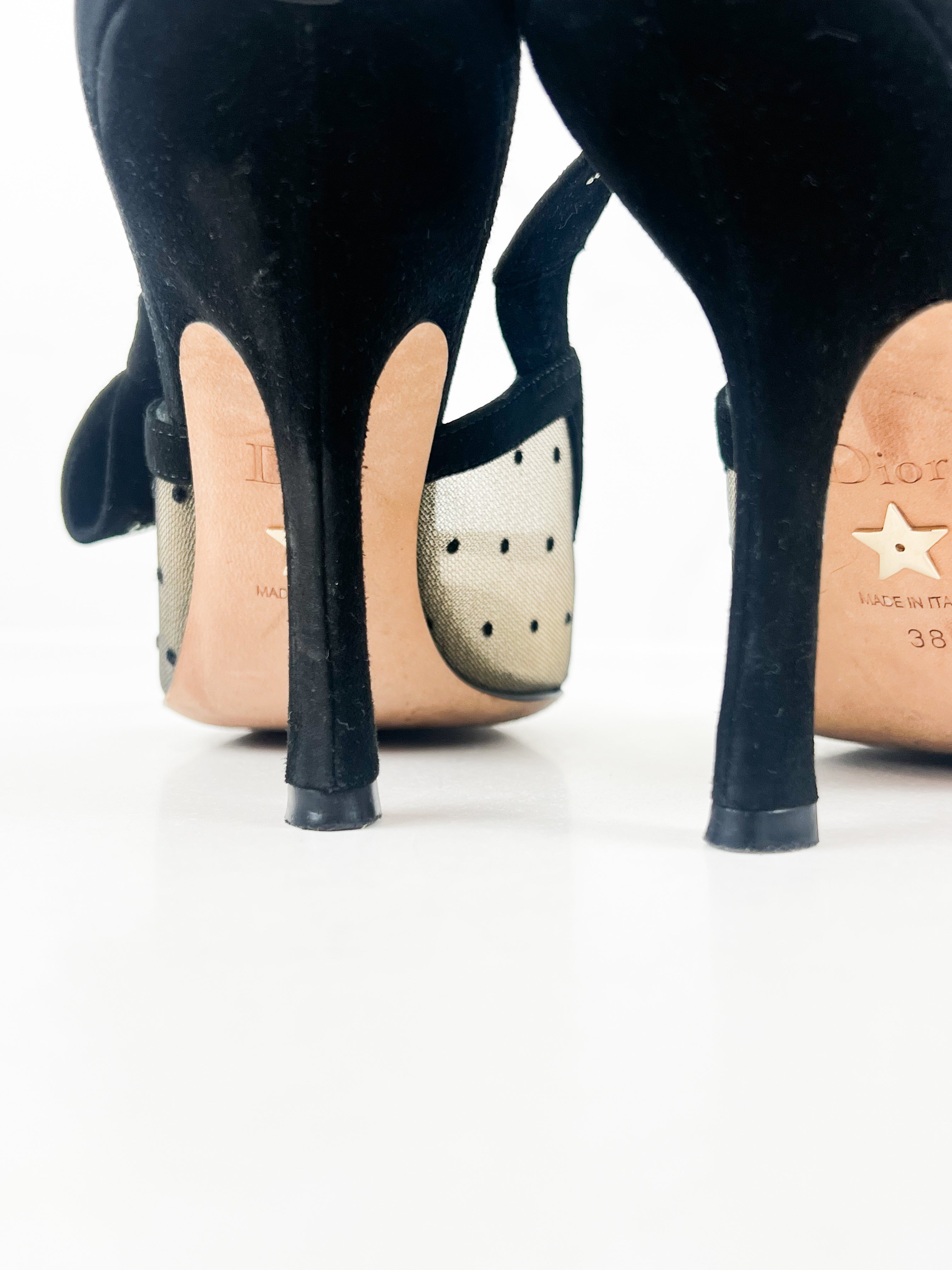 Christian Dior J'adior Mesh/Velvet Slingback Heels Size 38