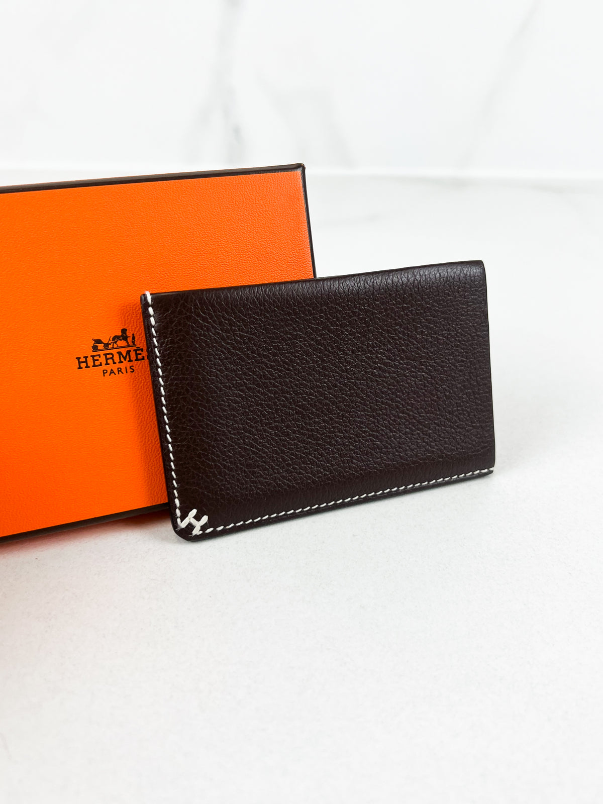 Hermes H Sellier Card Holder in Toundra Leather