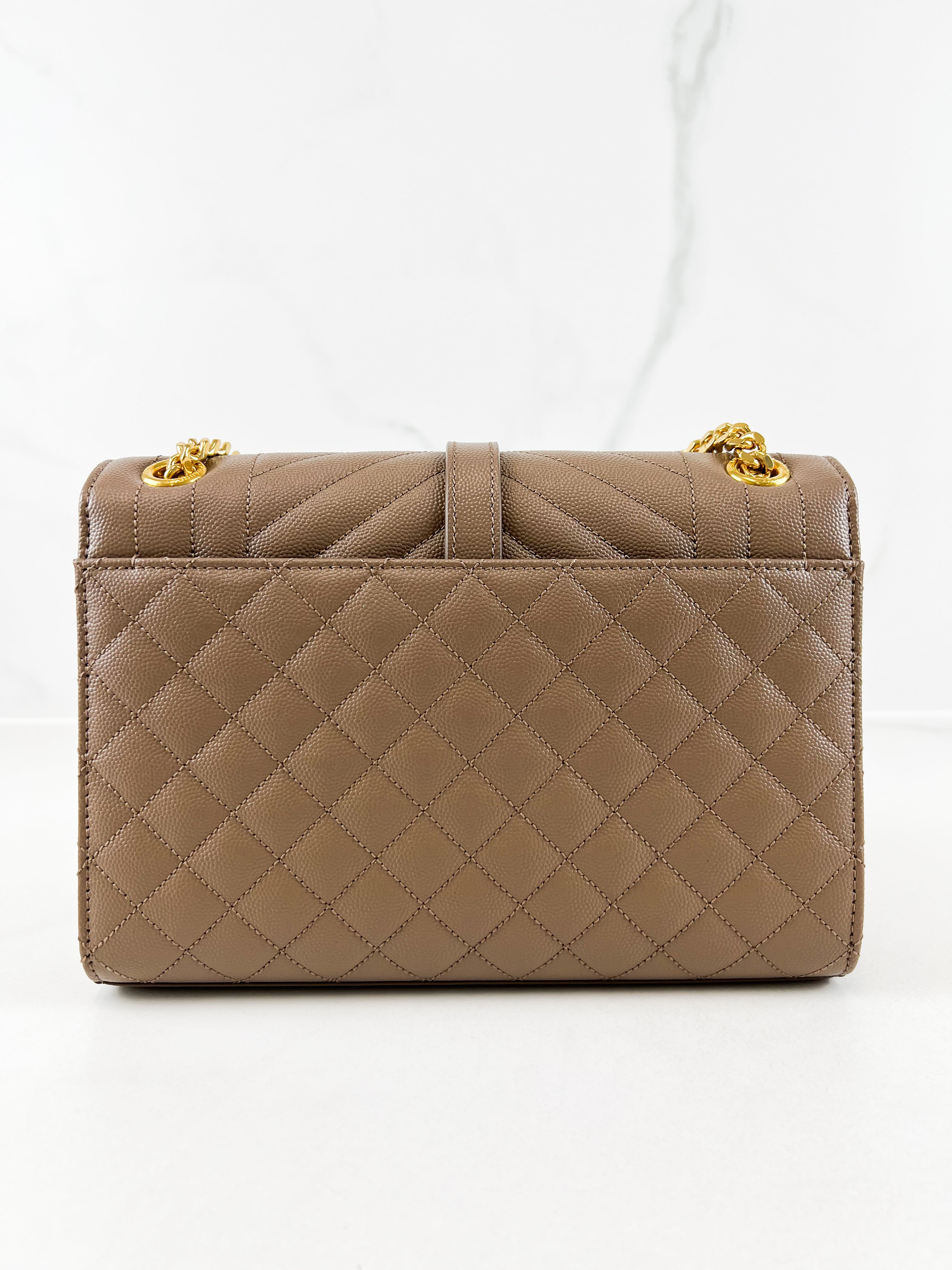 Saint Laurent Medium Beige Envelope Matelasse Shoulder Bag
