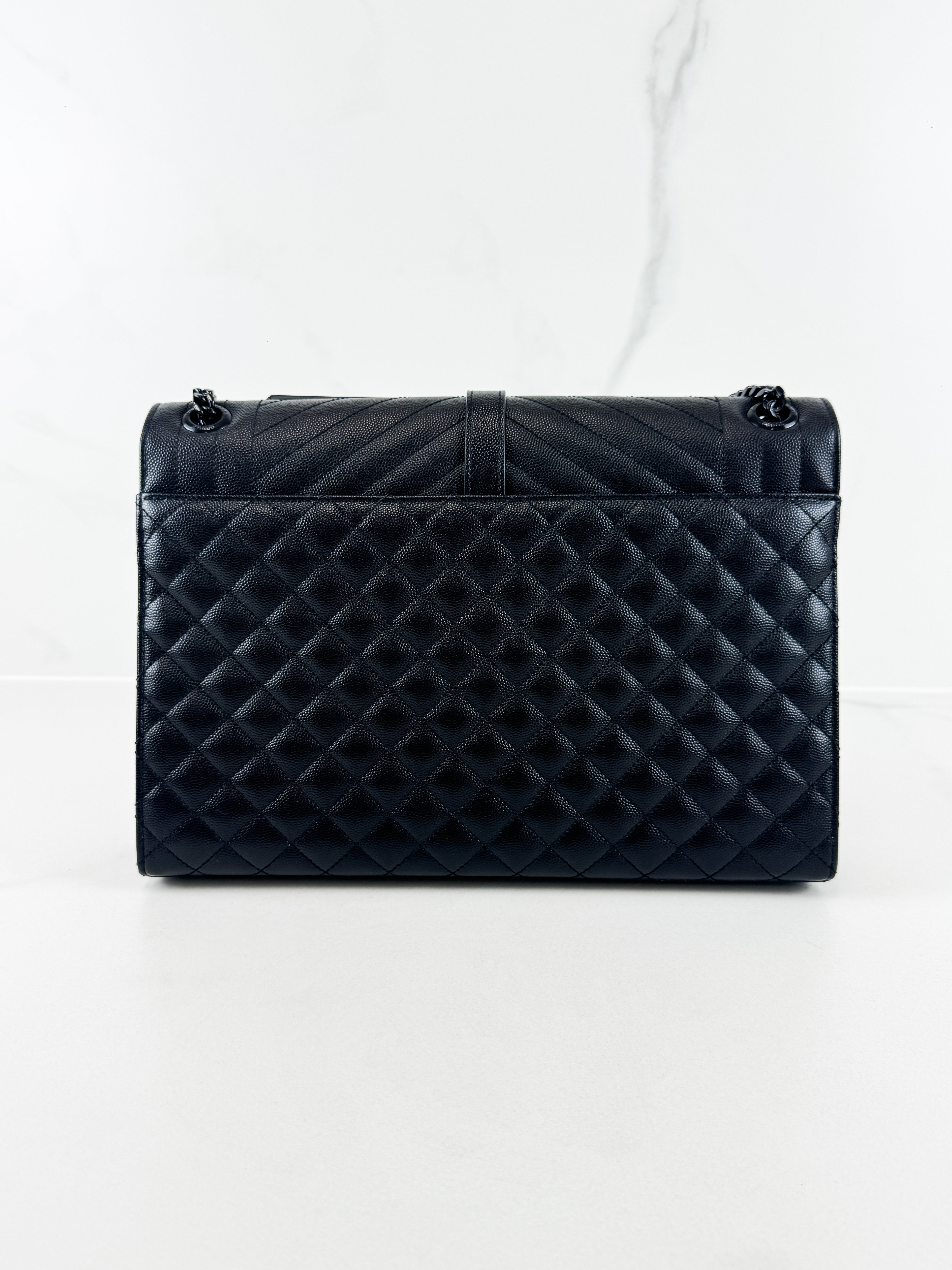 Saint Laurent Black Large Envelope Bag with Black Hardware