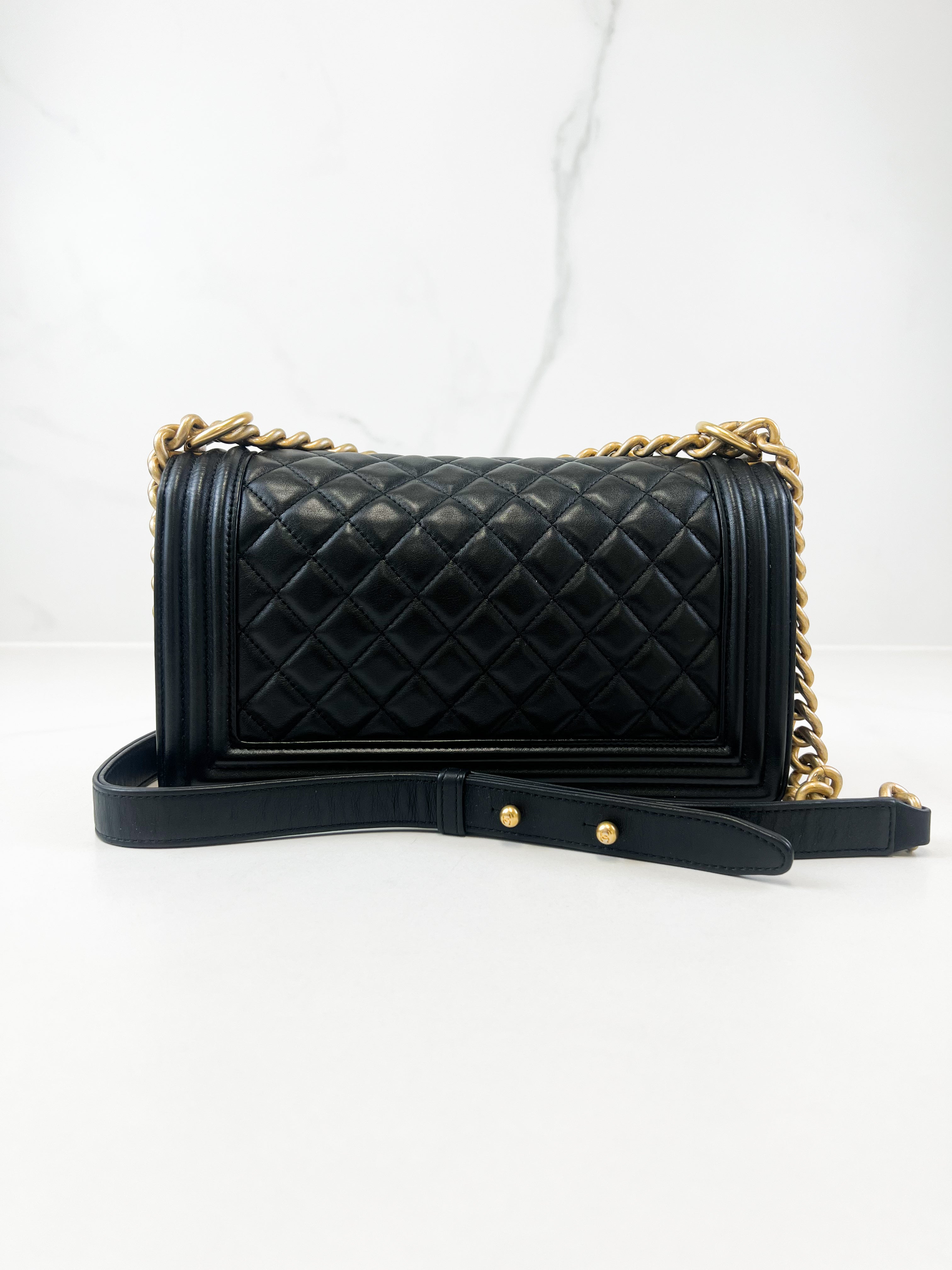 Chanel Black Old Medium Calfskin Boy Bag GHW