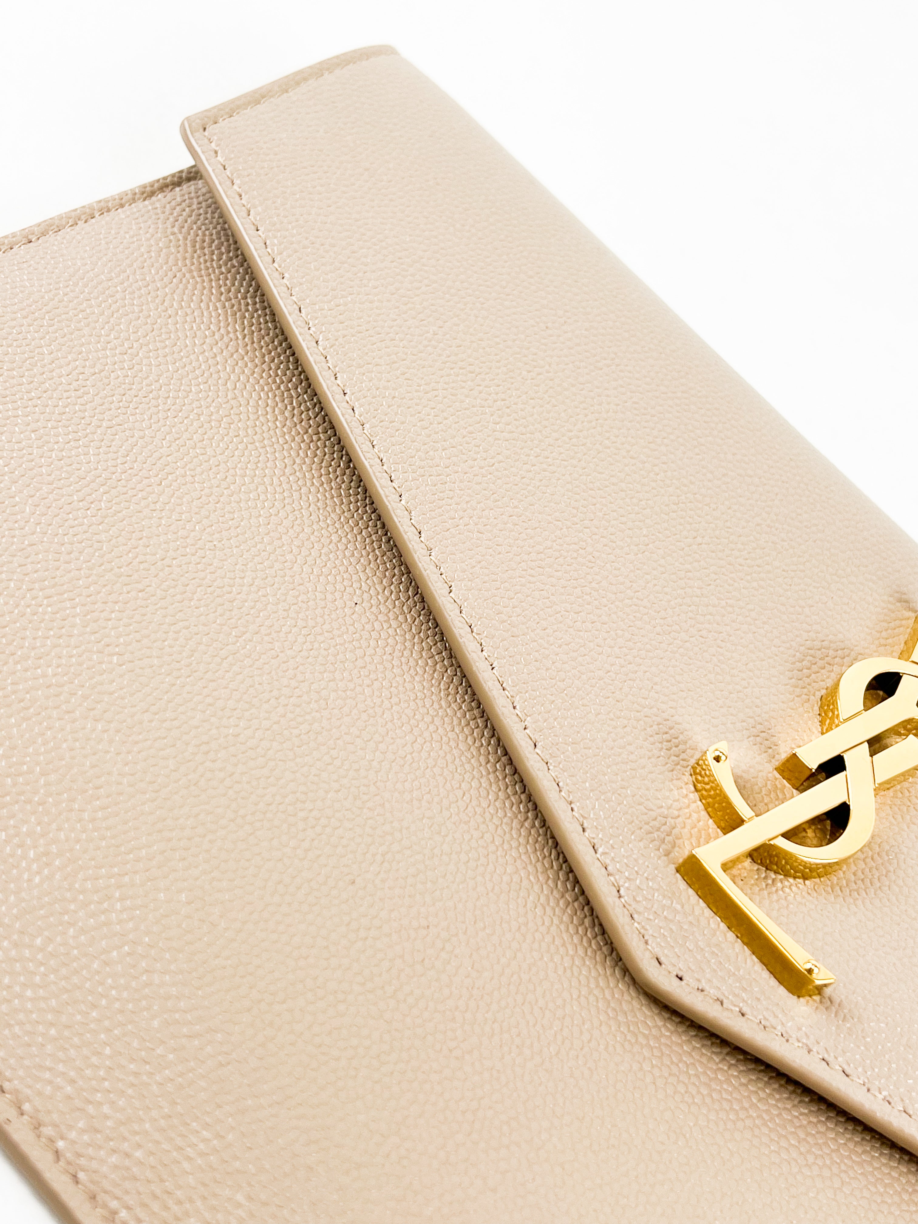 Saint Laurent Beige Uptown Envelope Clutch
