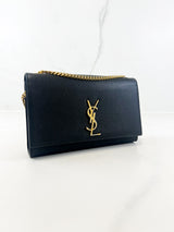 Saint Laurent Black Kate Medium Chain Bag with GHW