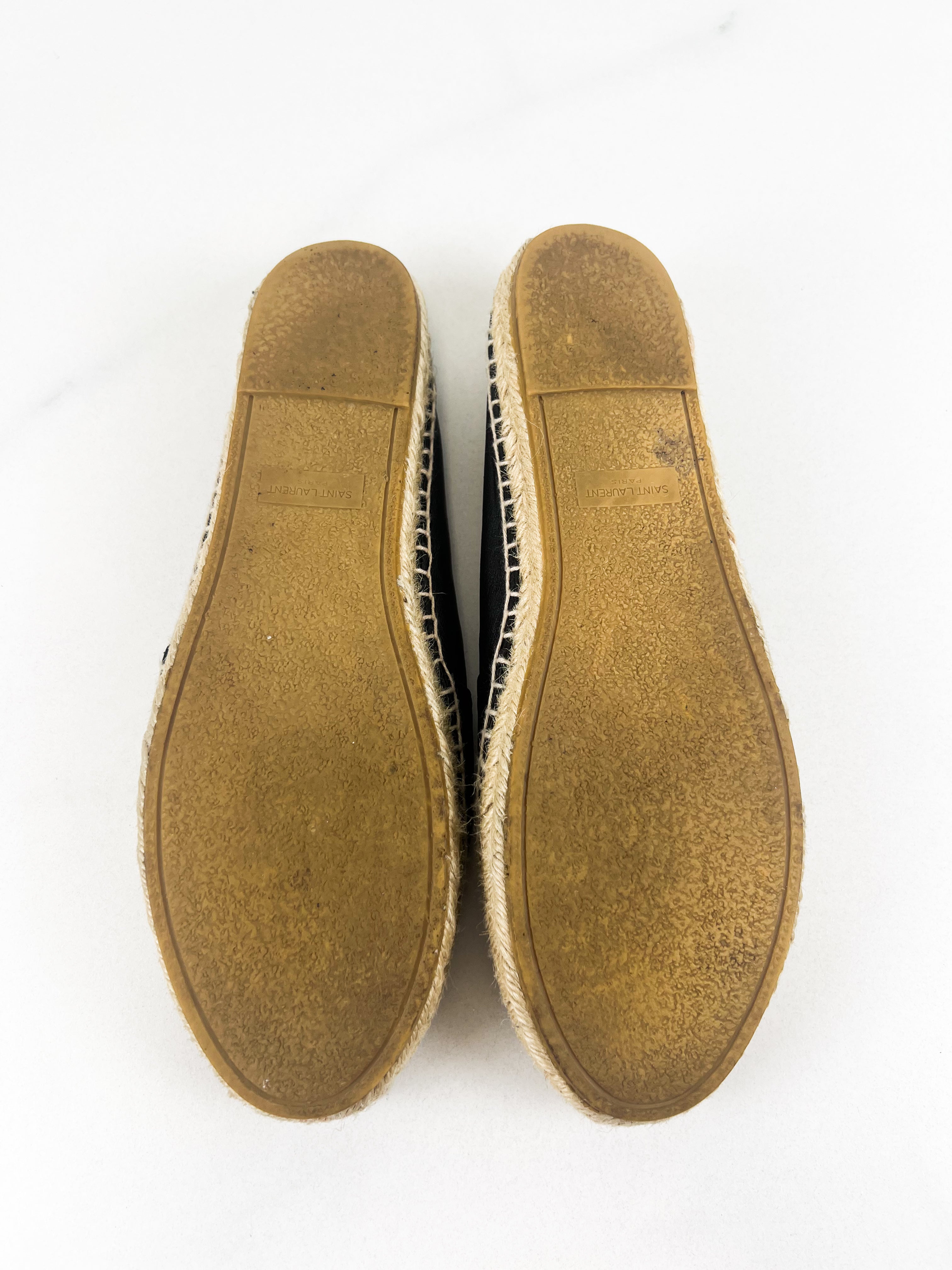 Saint Laurent Black Monogram Espadrilles Size 41.5