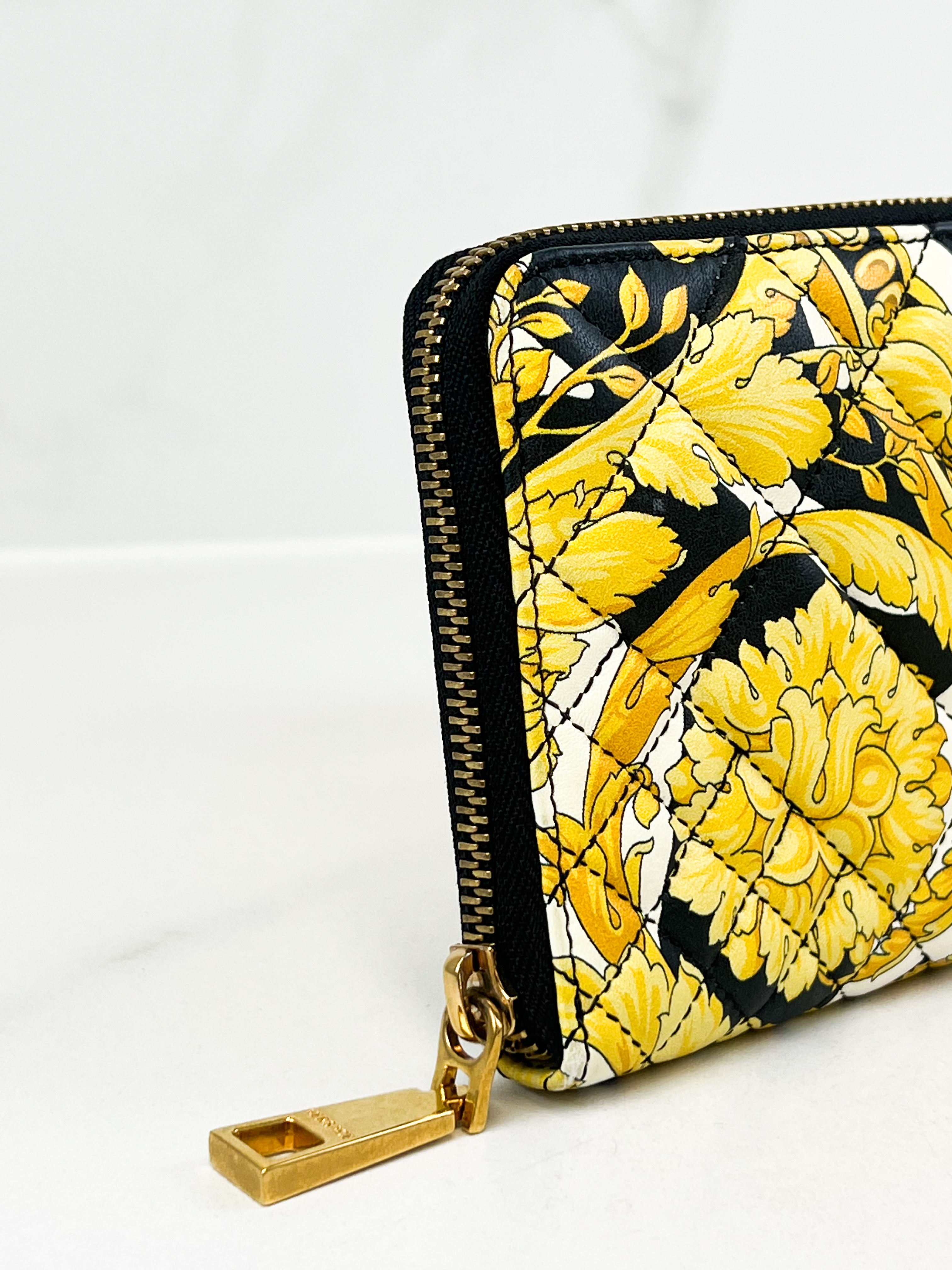 Black & Yellow Leather Tribute Zip Wallet