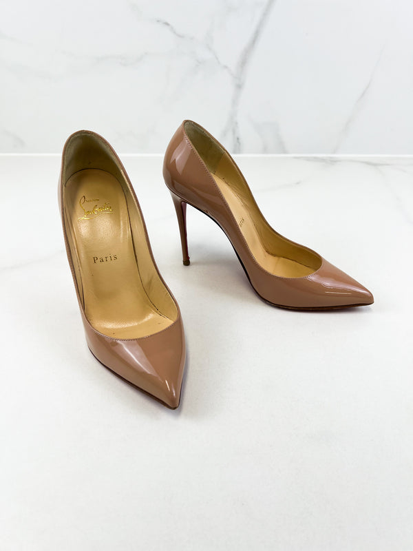 Christian Louboutin Beige Pigalle Follies 100 Patent Size 37.5