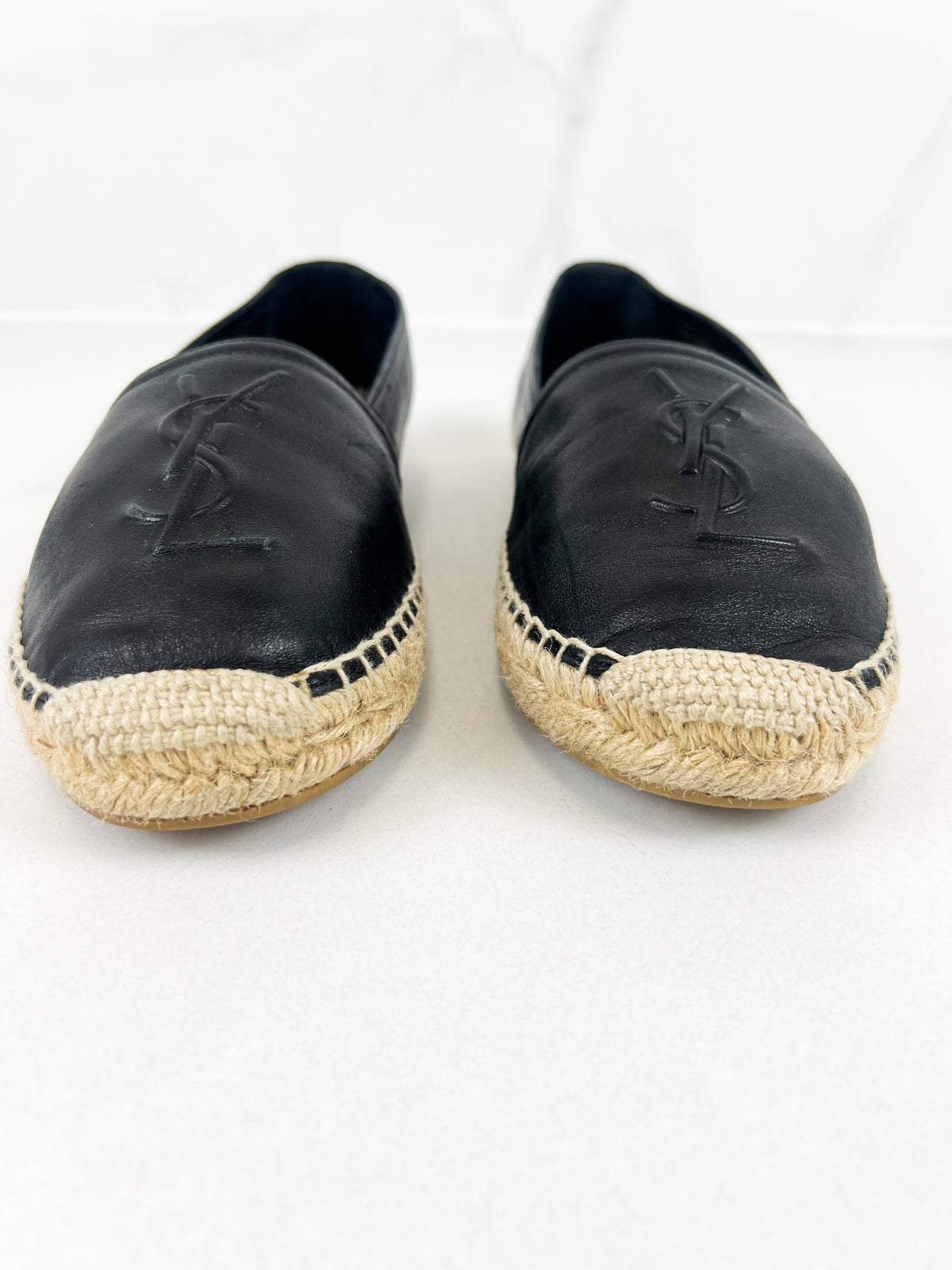 Saint Laurent Black Monogram Espadrilles Size 37.5