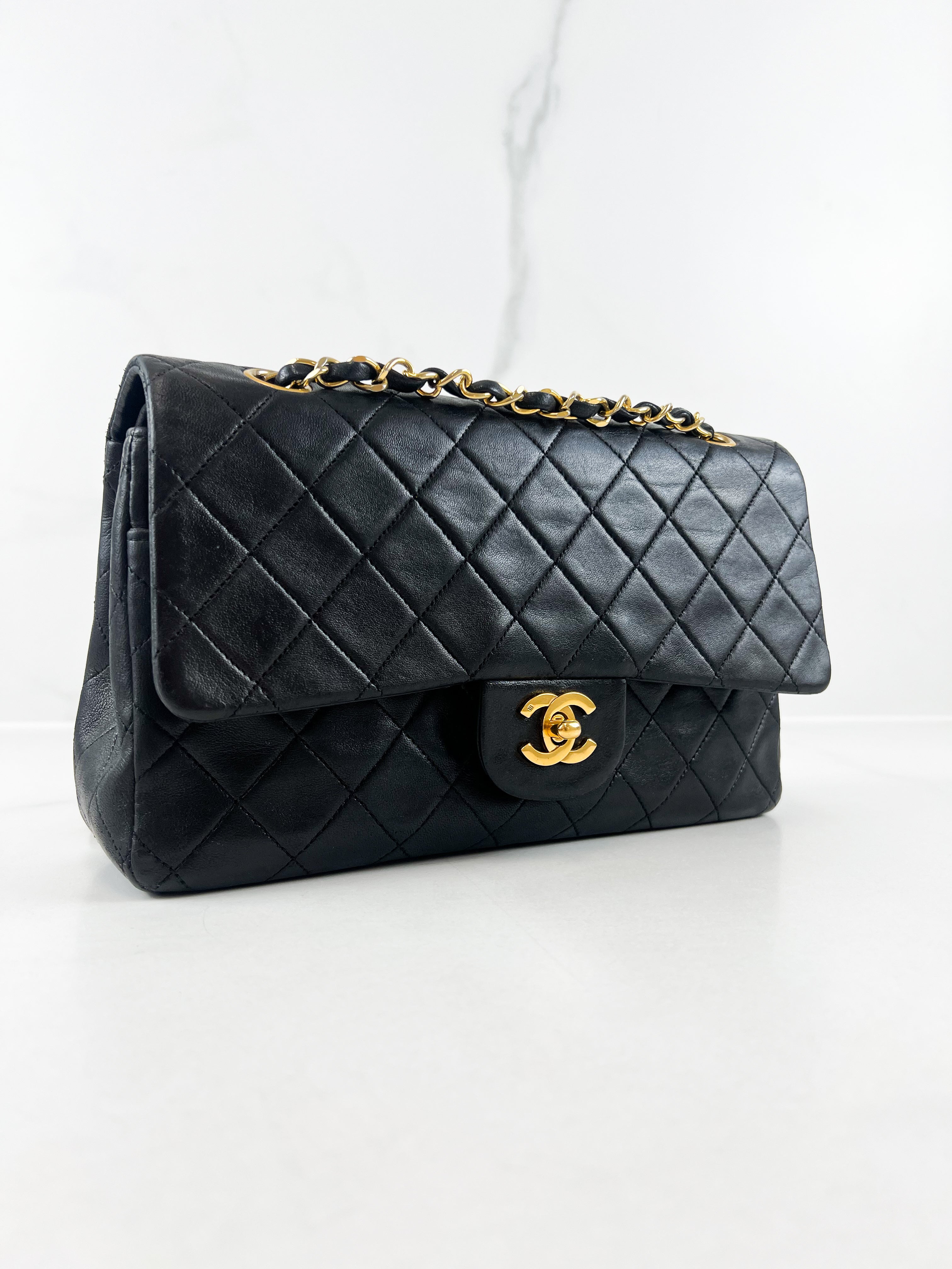 Chanel Black Vintage Medium Double Flap Classic in Calfskin