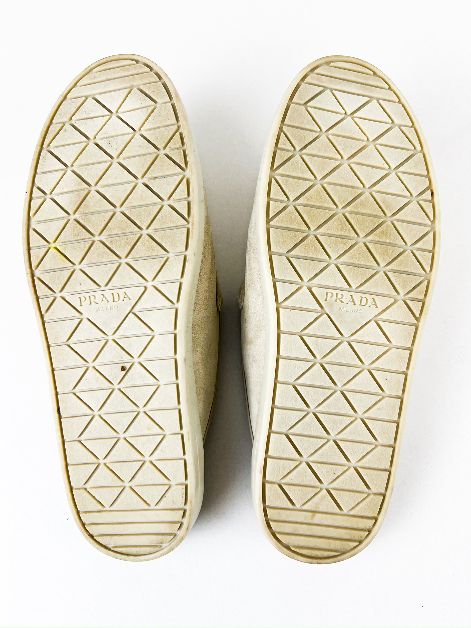 Prada Beige Suede Logo Mules Size 38