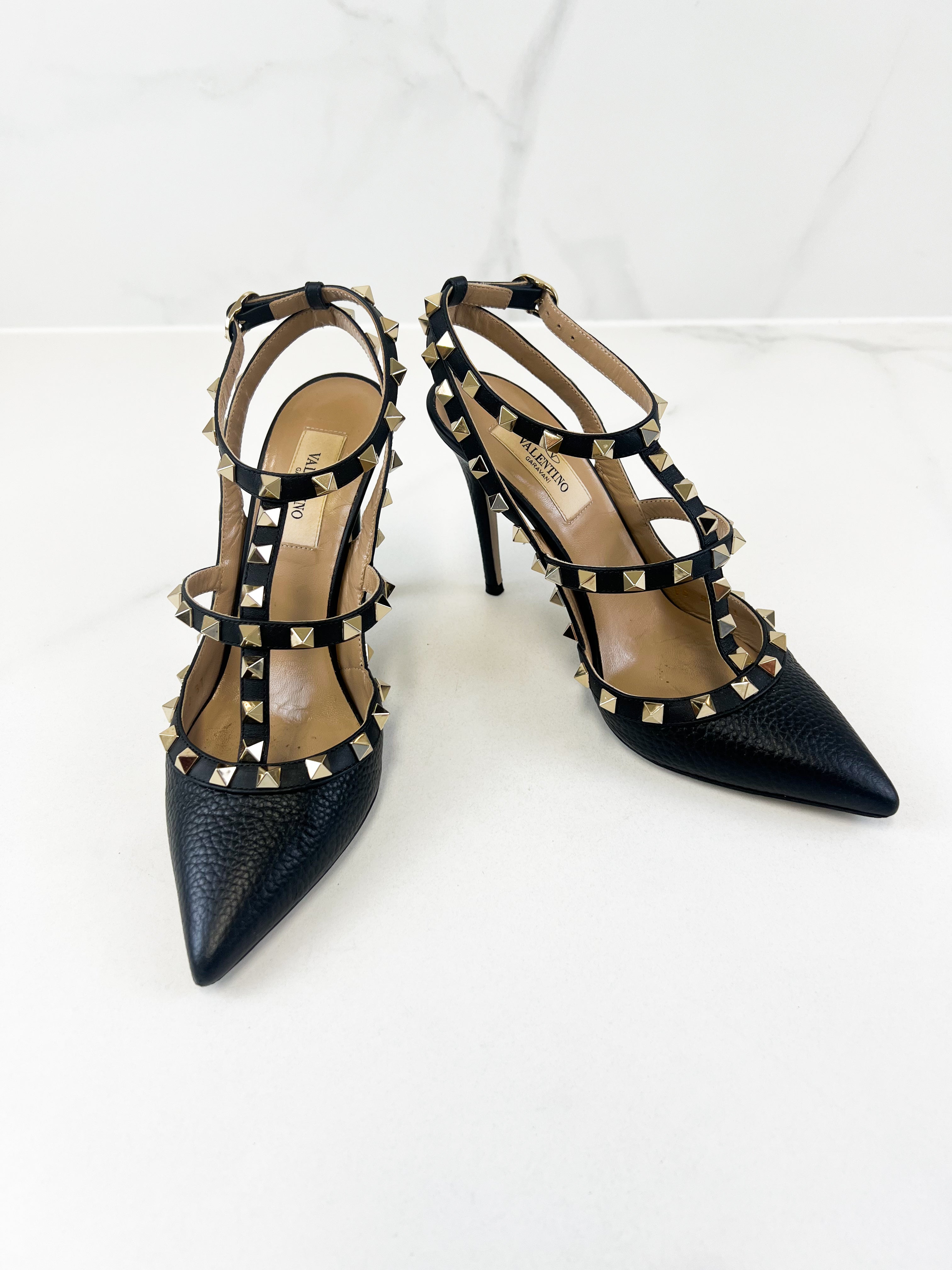 Valentino Black Caged Rockstud Pumps Size 37