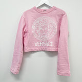 Versace Pink Embroidered Cotton-Blend Sweatshirt Size 38
