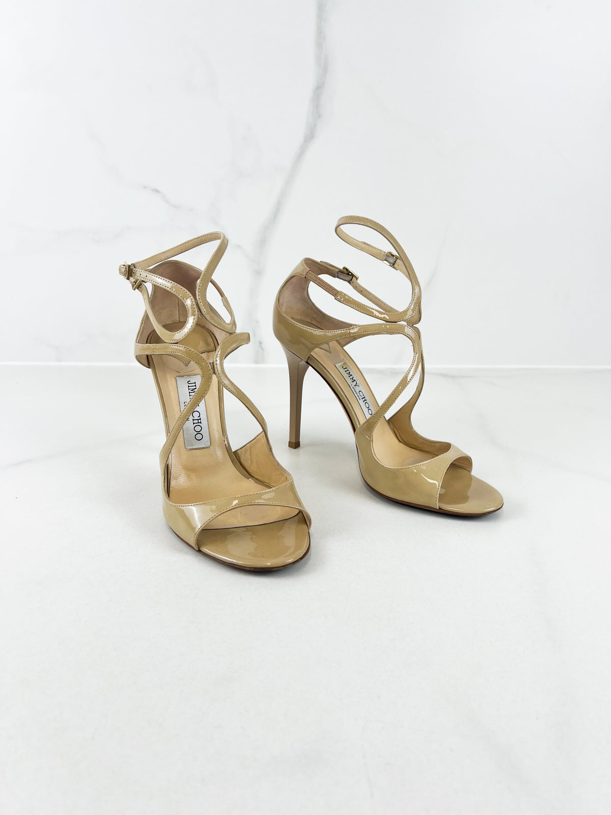 Jimmy Choo Lang Patent Heels in Beige Size 38