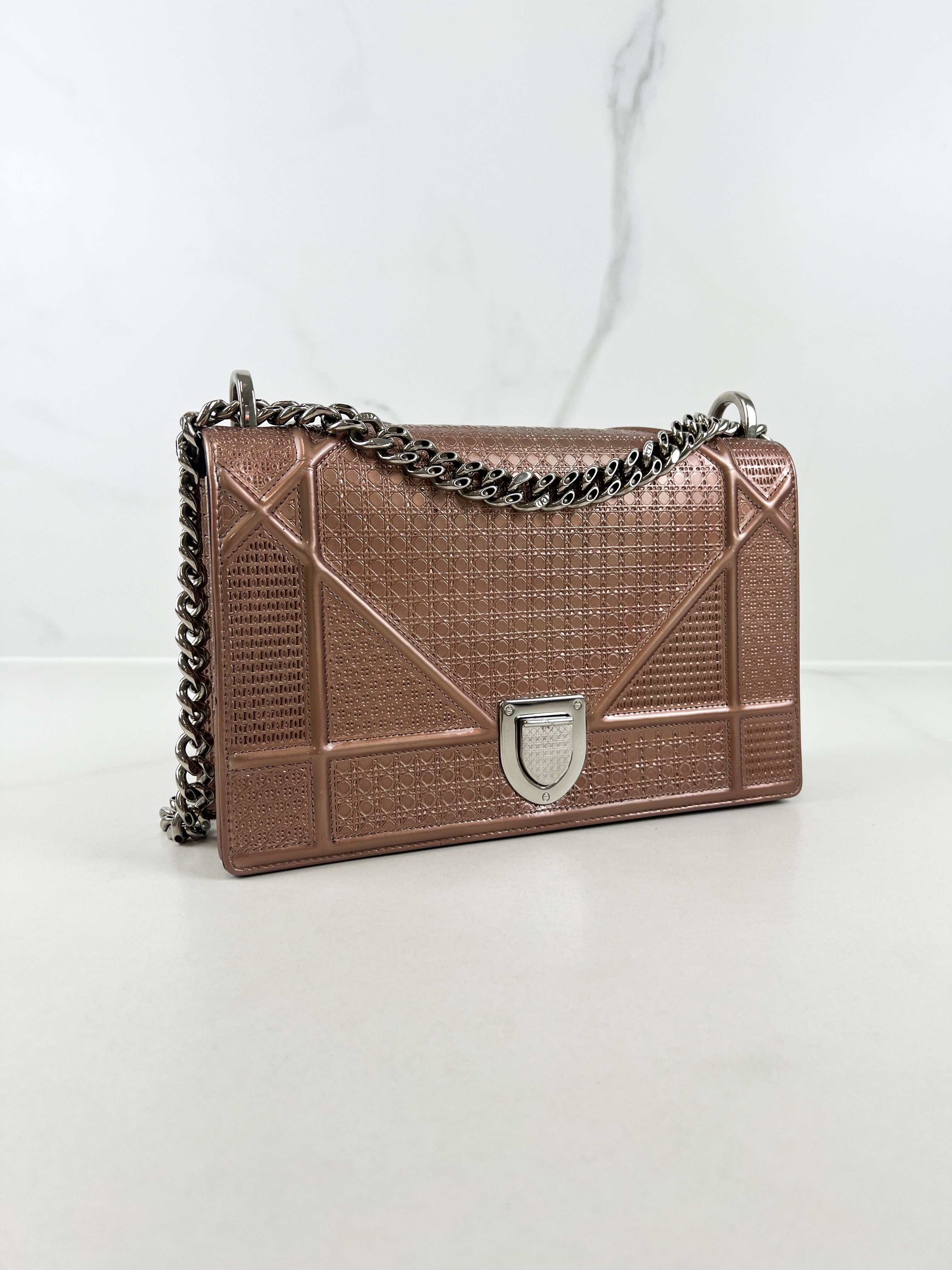 Christian Dior Diorama Medium Cannage in Iridescent pink