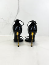Saint Laurent Opyum Leather Black Sandal Size 40