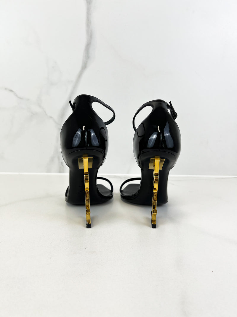 Saint Laurent Opyum Leather Black Sandal Size 40