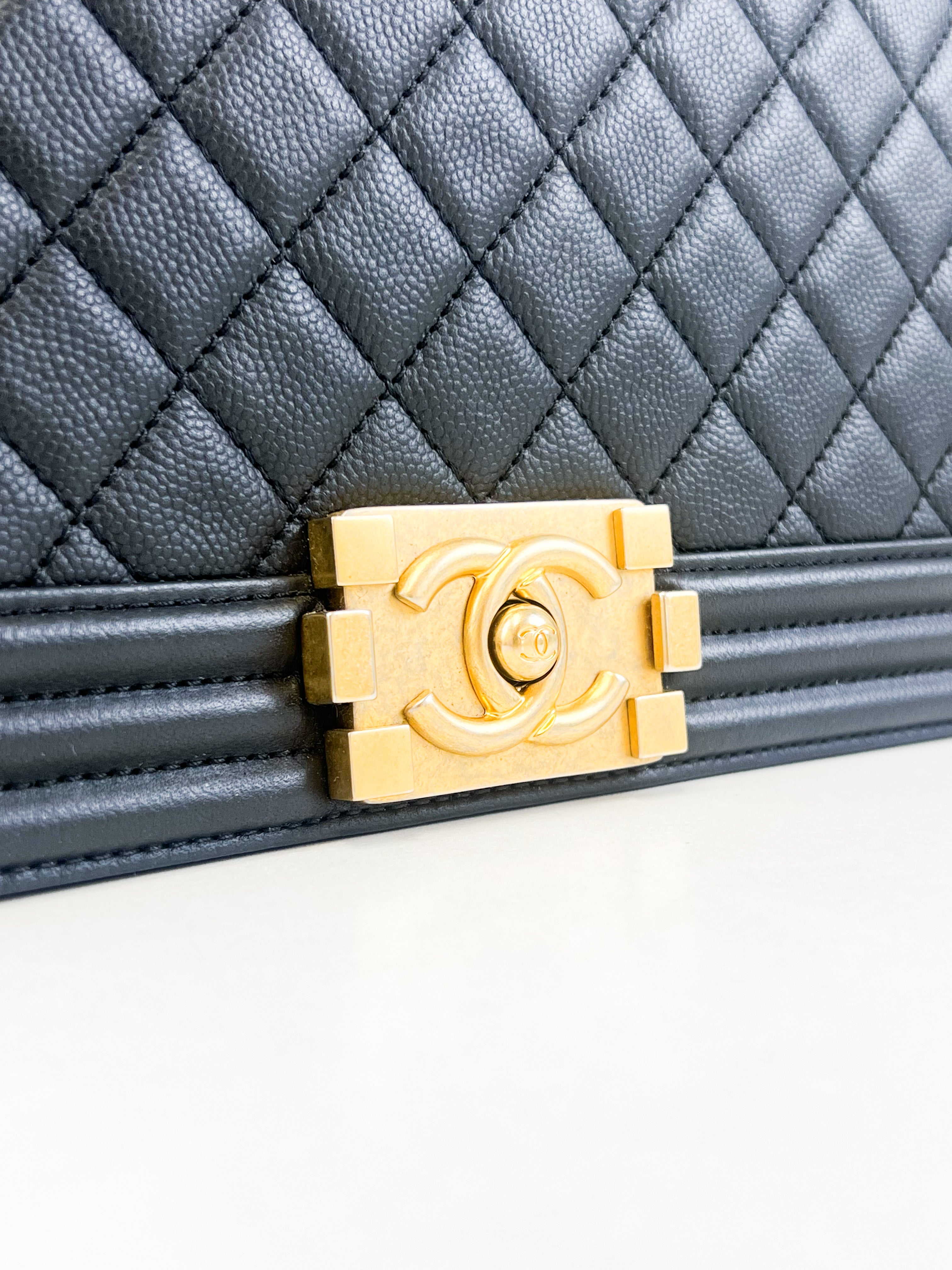 Chanel Black Old Medium Caviar Boy Bag GHW