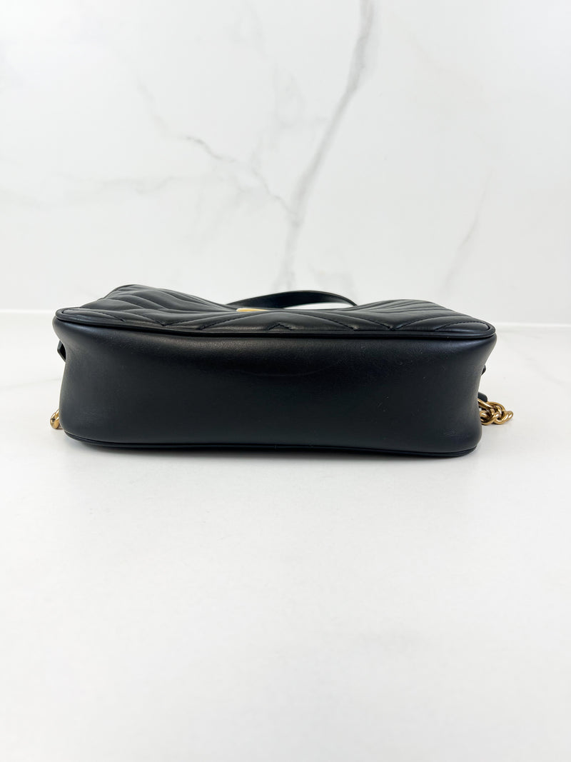Gucci Black GG Small Marmont Shoulder Bag