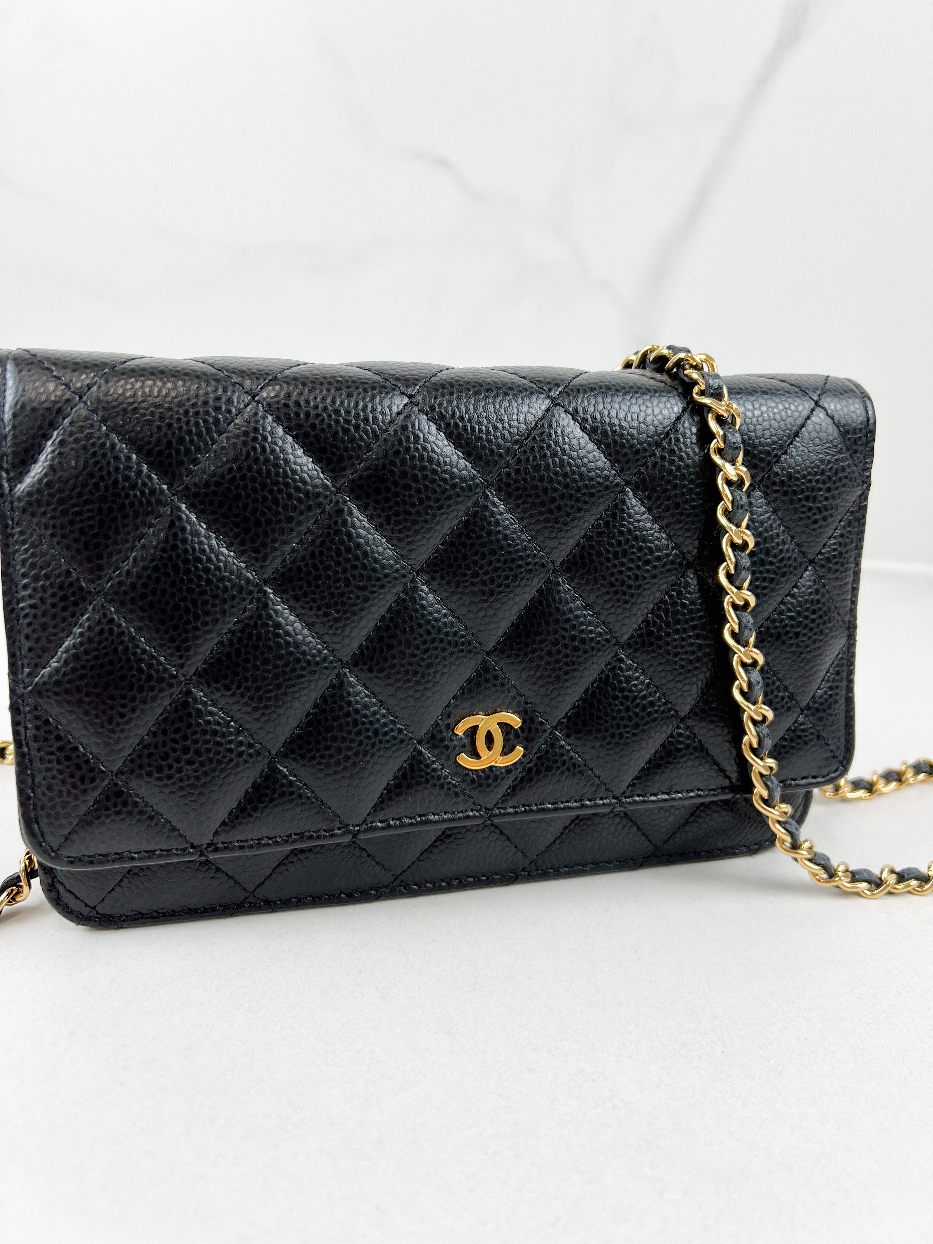 Chanel Black Classic Caviar CC WOC with GHW