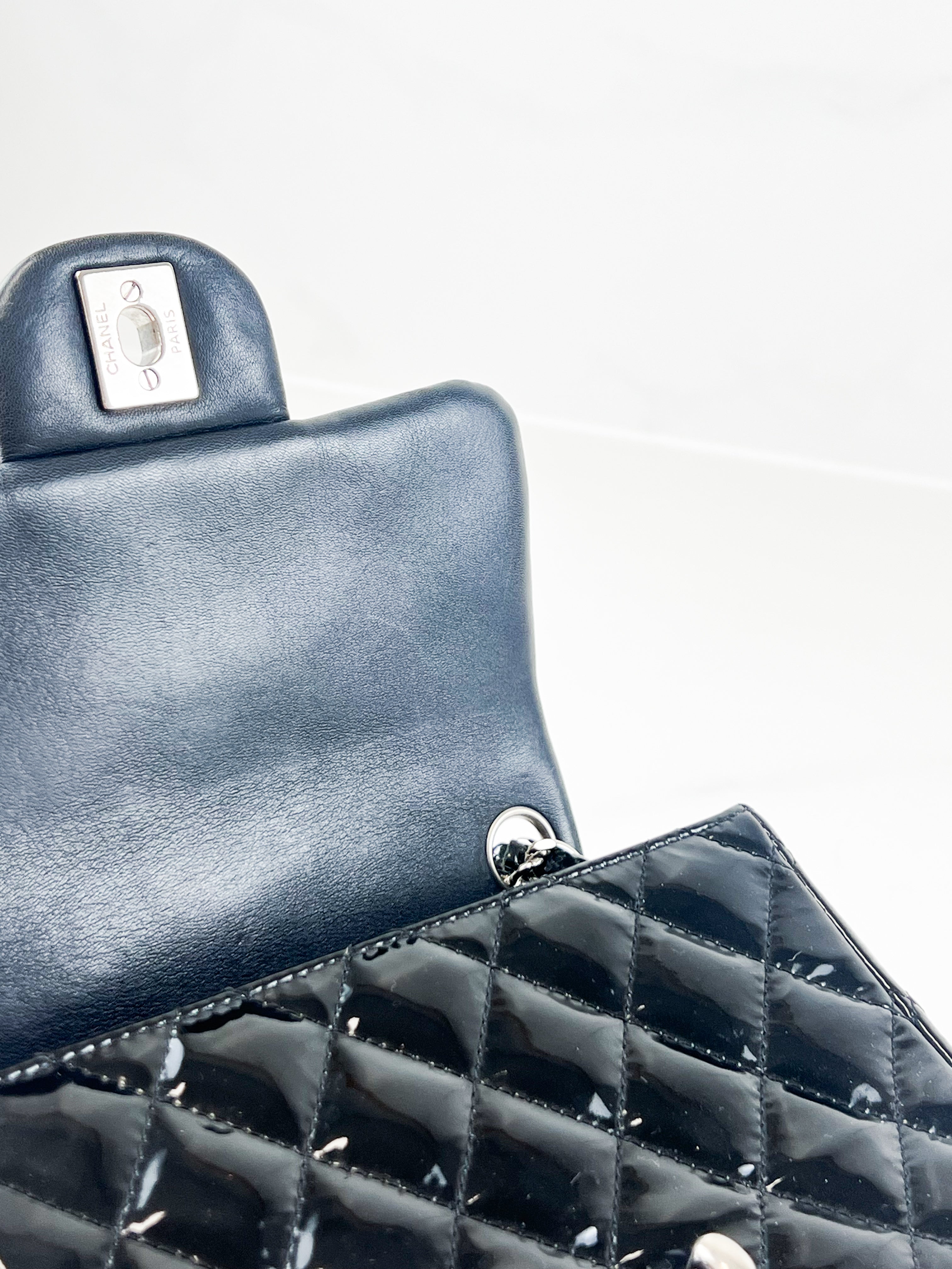 Chanel Patent Mini Square in Black with SHW