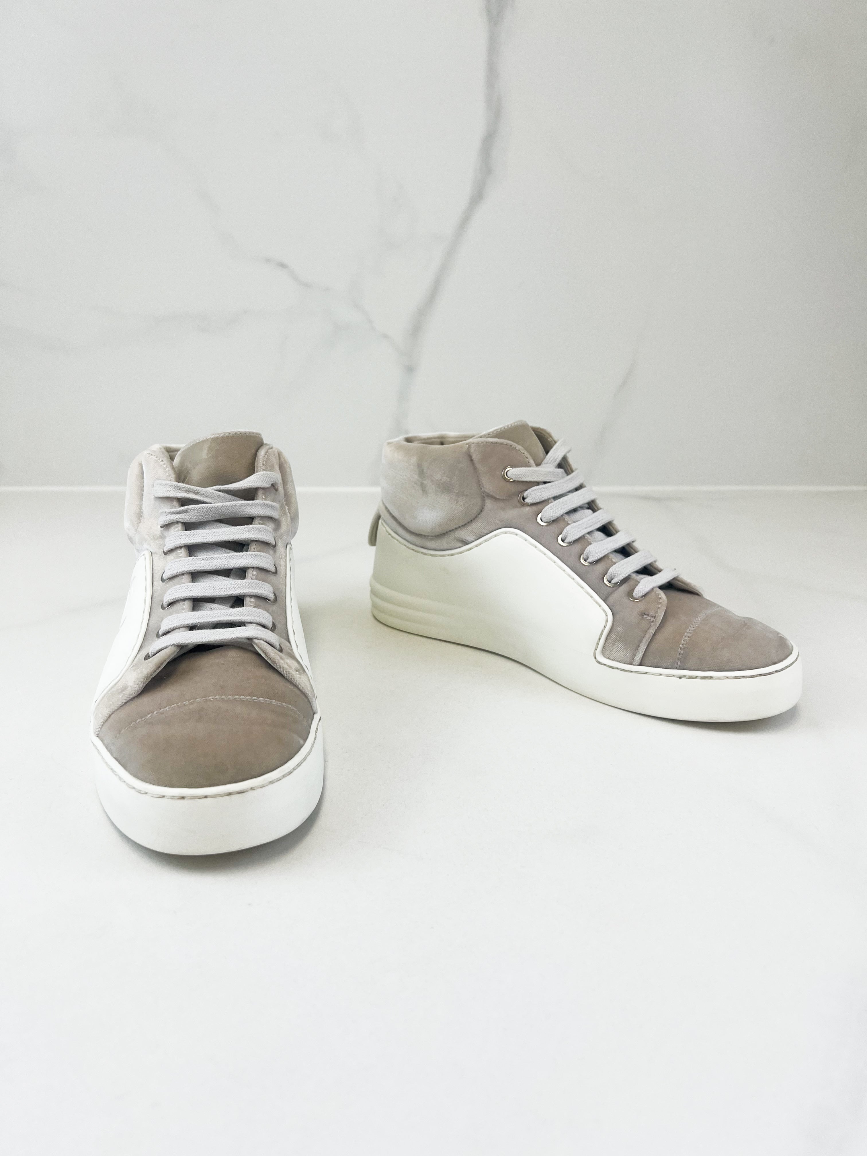 Chanel CC Velvet Leather Sneaker Size 37.5