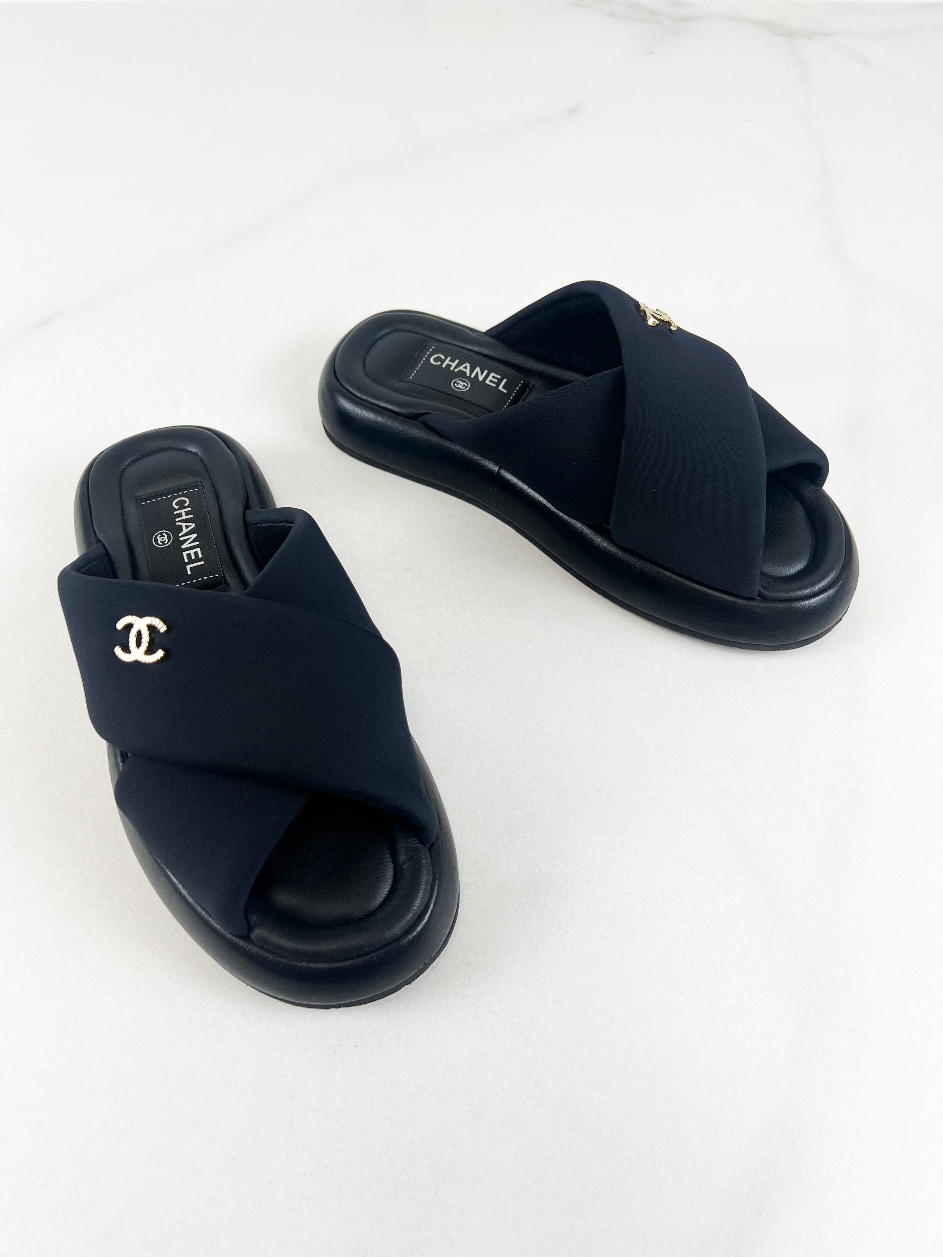 Chanel Puffy Criss Cross Slide Size 35C