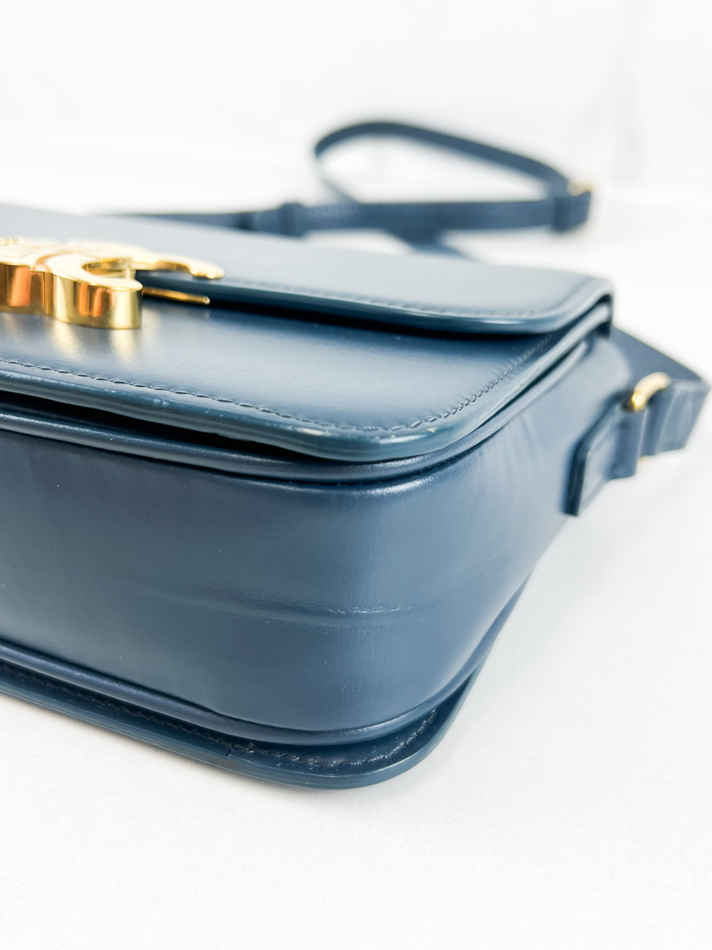 Celine Teen Triomphe Bag in Petrol Calfskin