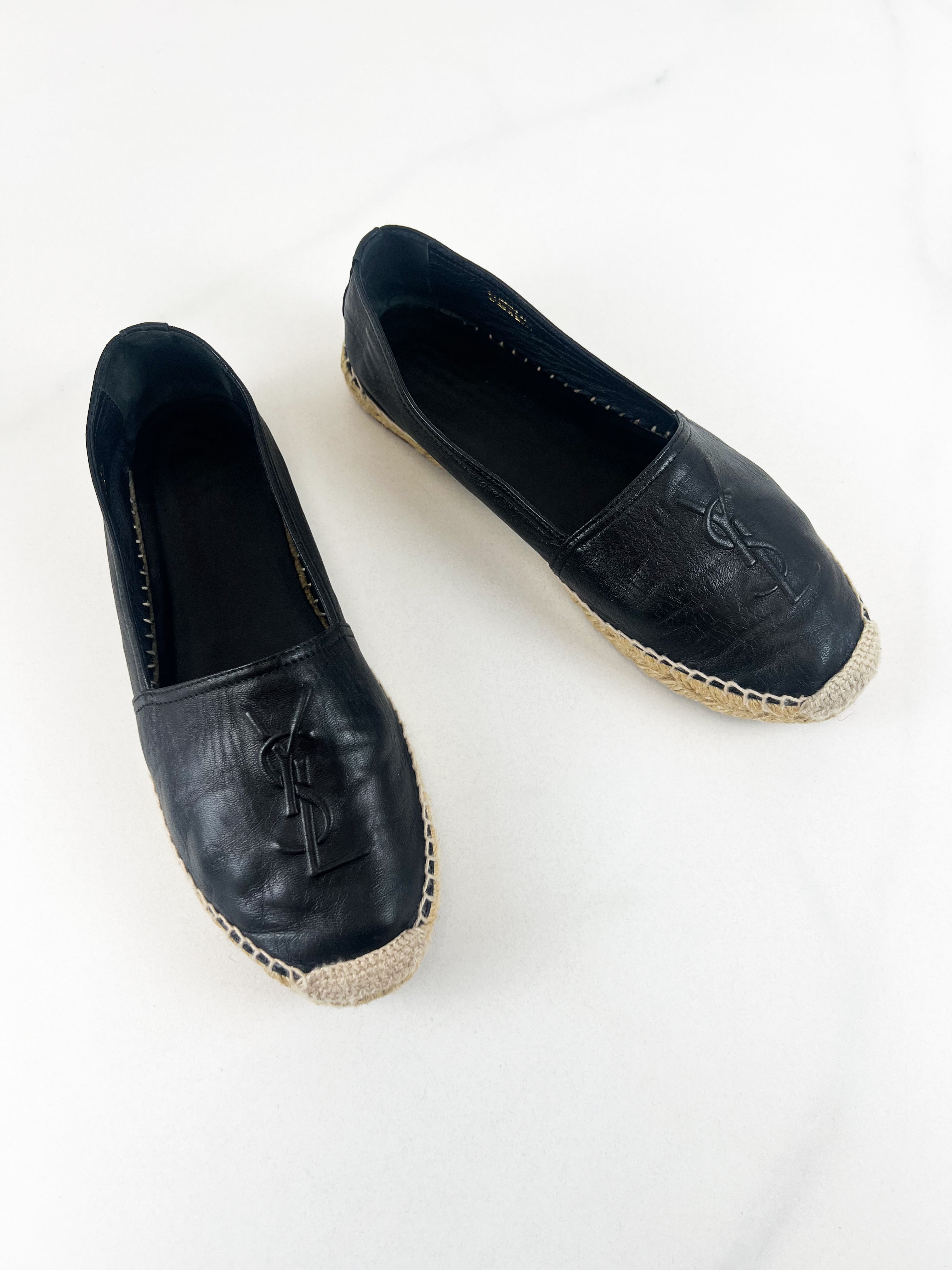 Saint Laurent Black Monogram Espadrilles Size 41.5