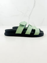Hermes Chypre Sandals Vert Jade Epsom Size 35