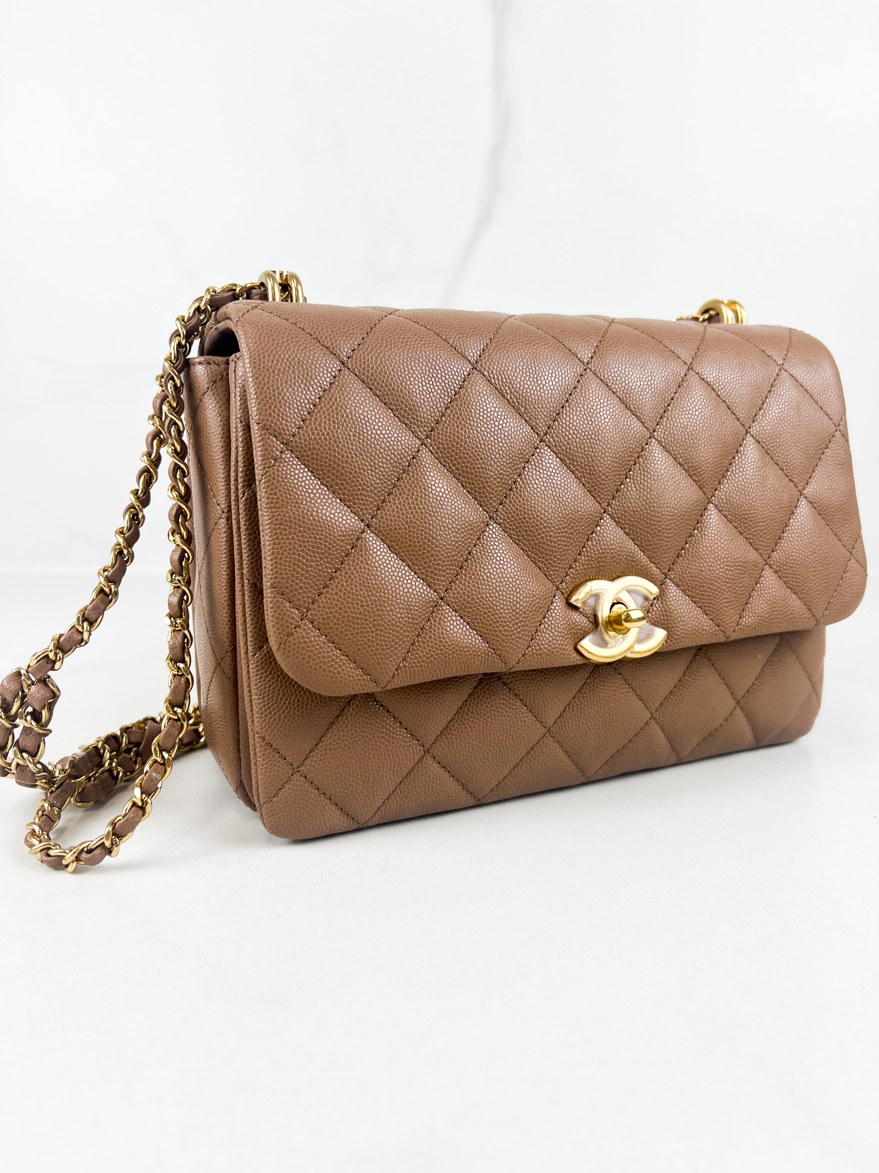 Chanel Coco First Flap in Dark Beige Caviar Leather with GHW