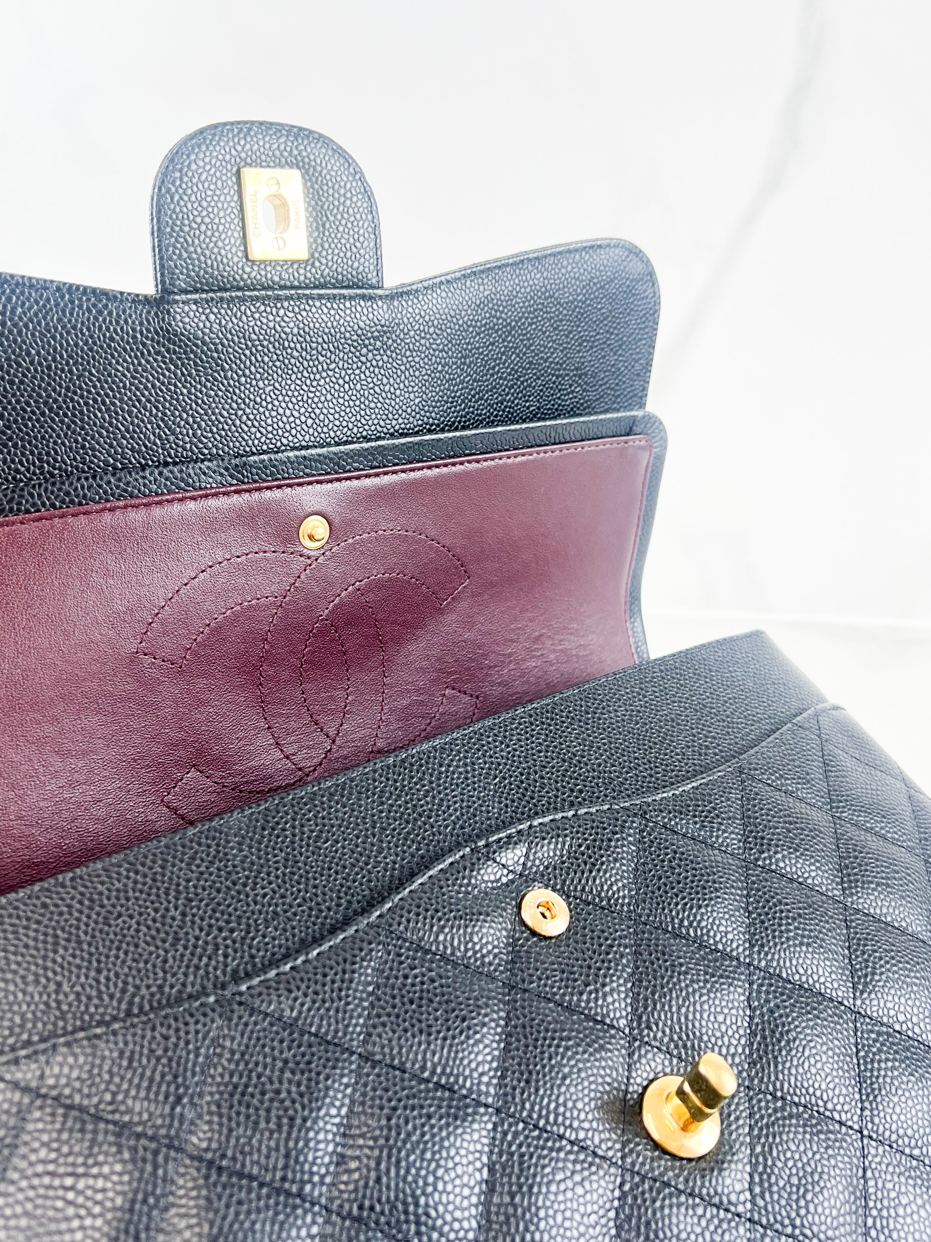 Chanel Jumbo Black Classic Double Flap Caviar Shoulder Bag