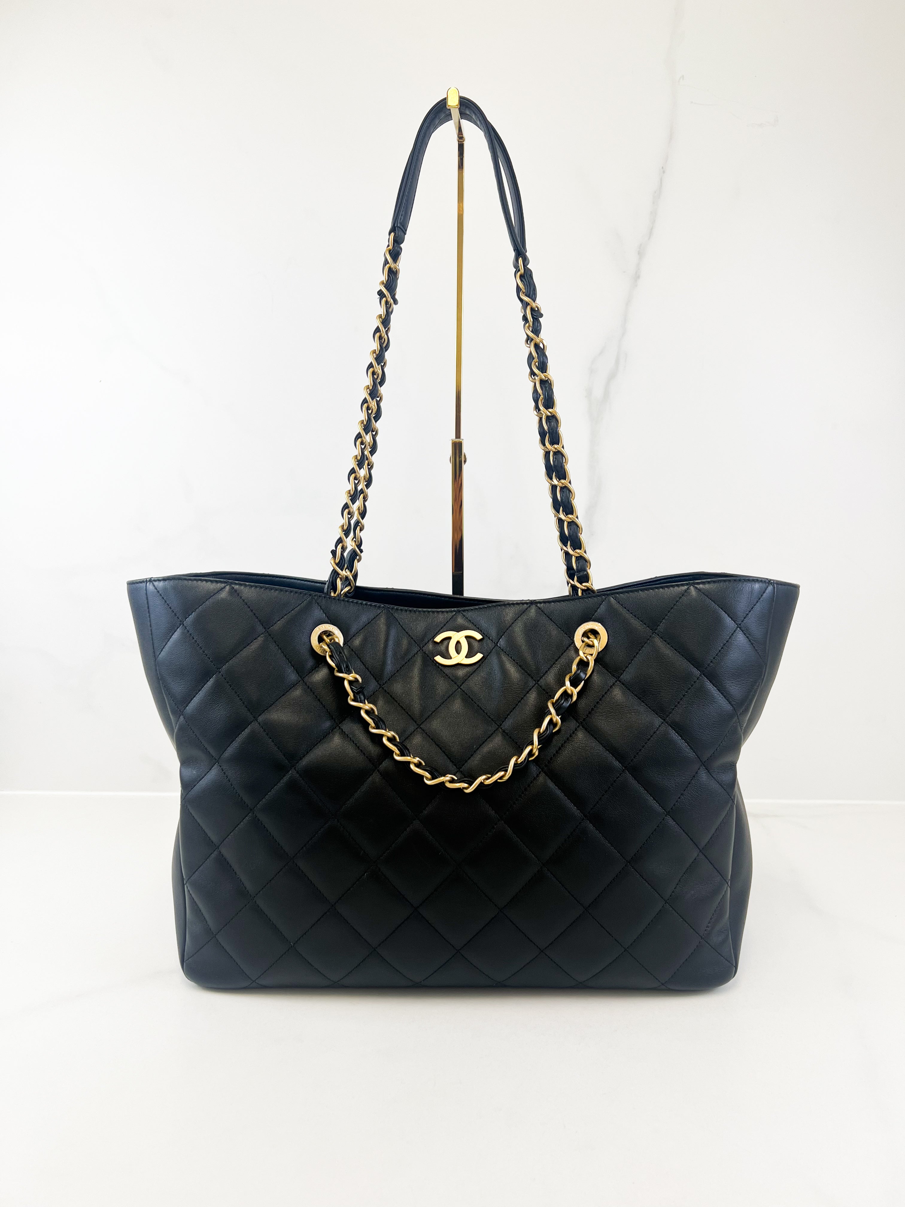 Chanel CC Black Calfskin Shopping Tote GHW