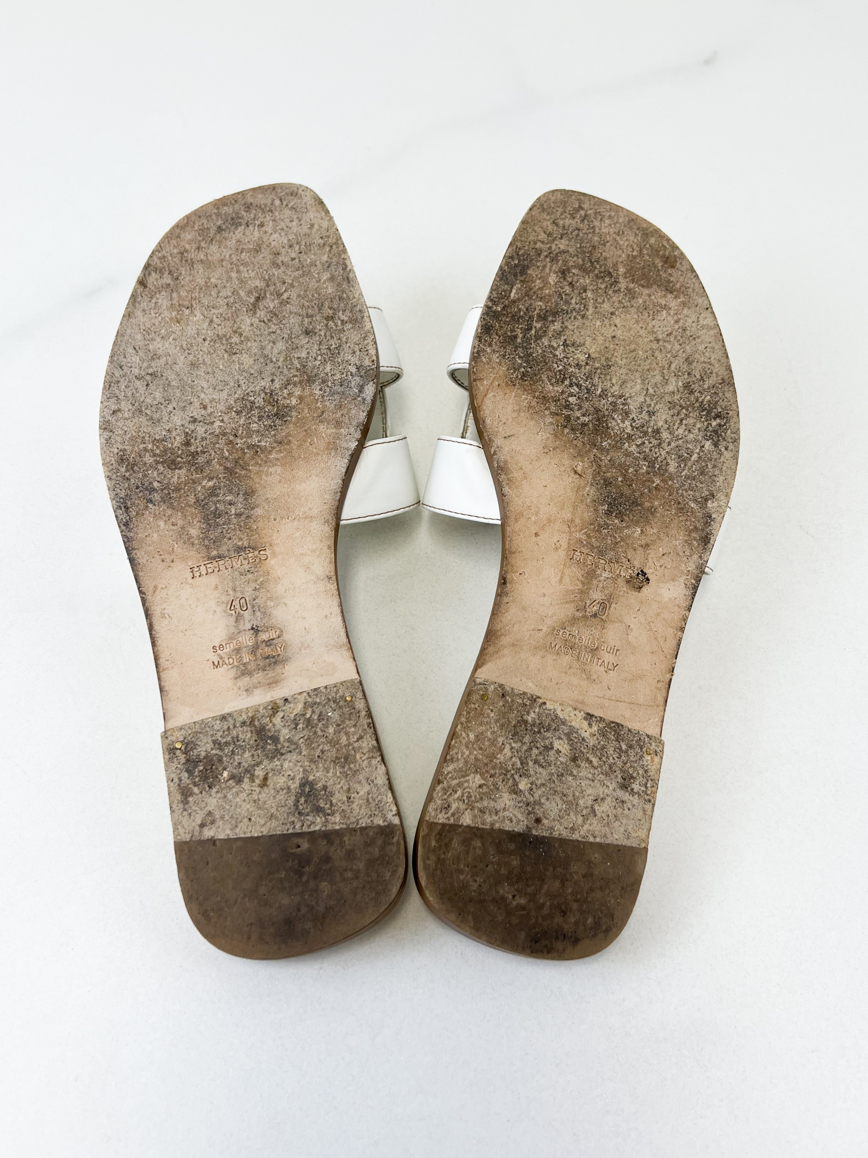Hermes Oran Sandals in White Size 40