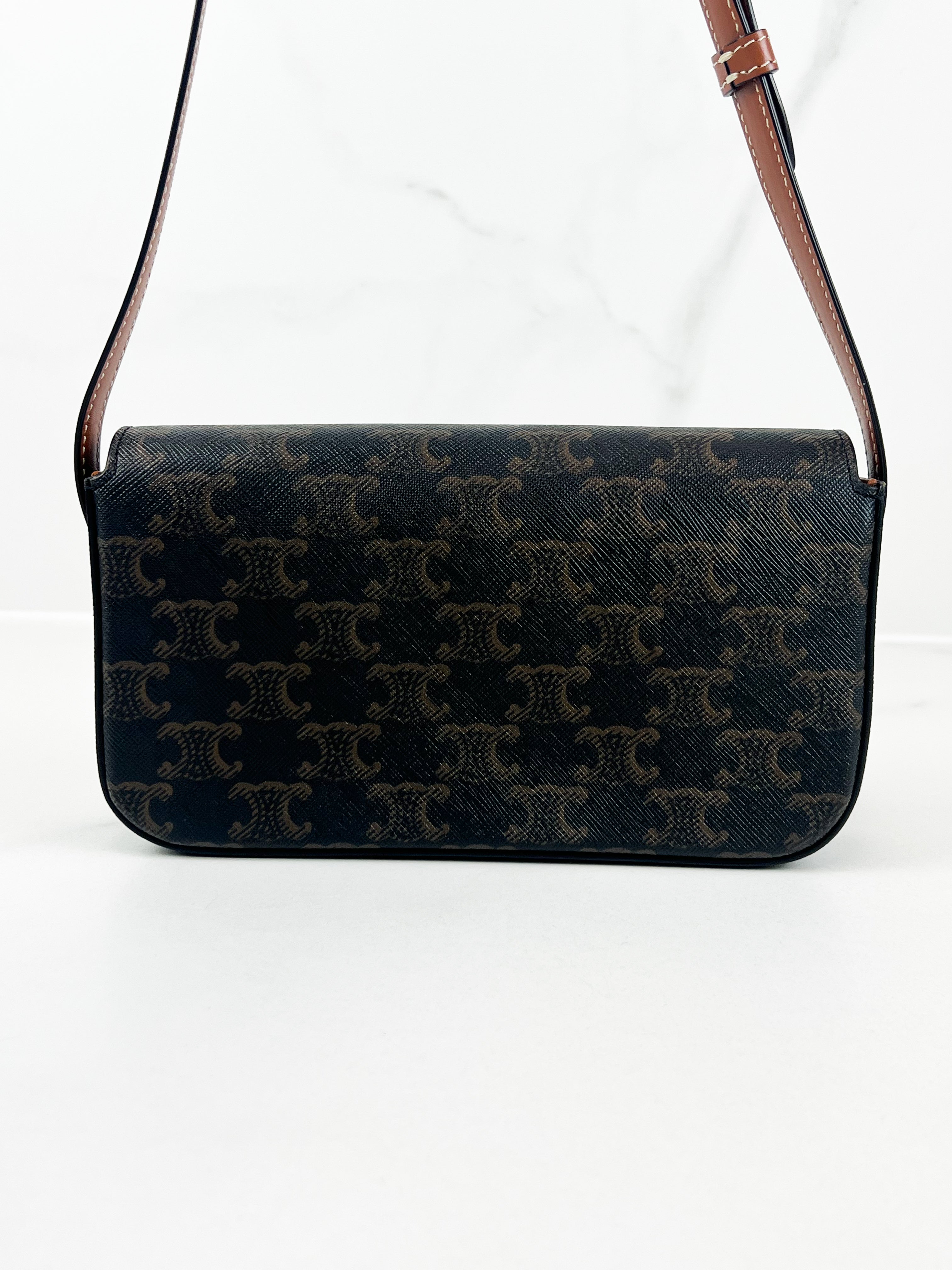 Celine Triomphe Shoulder Bag in Monogram Calfskin