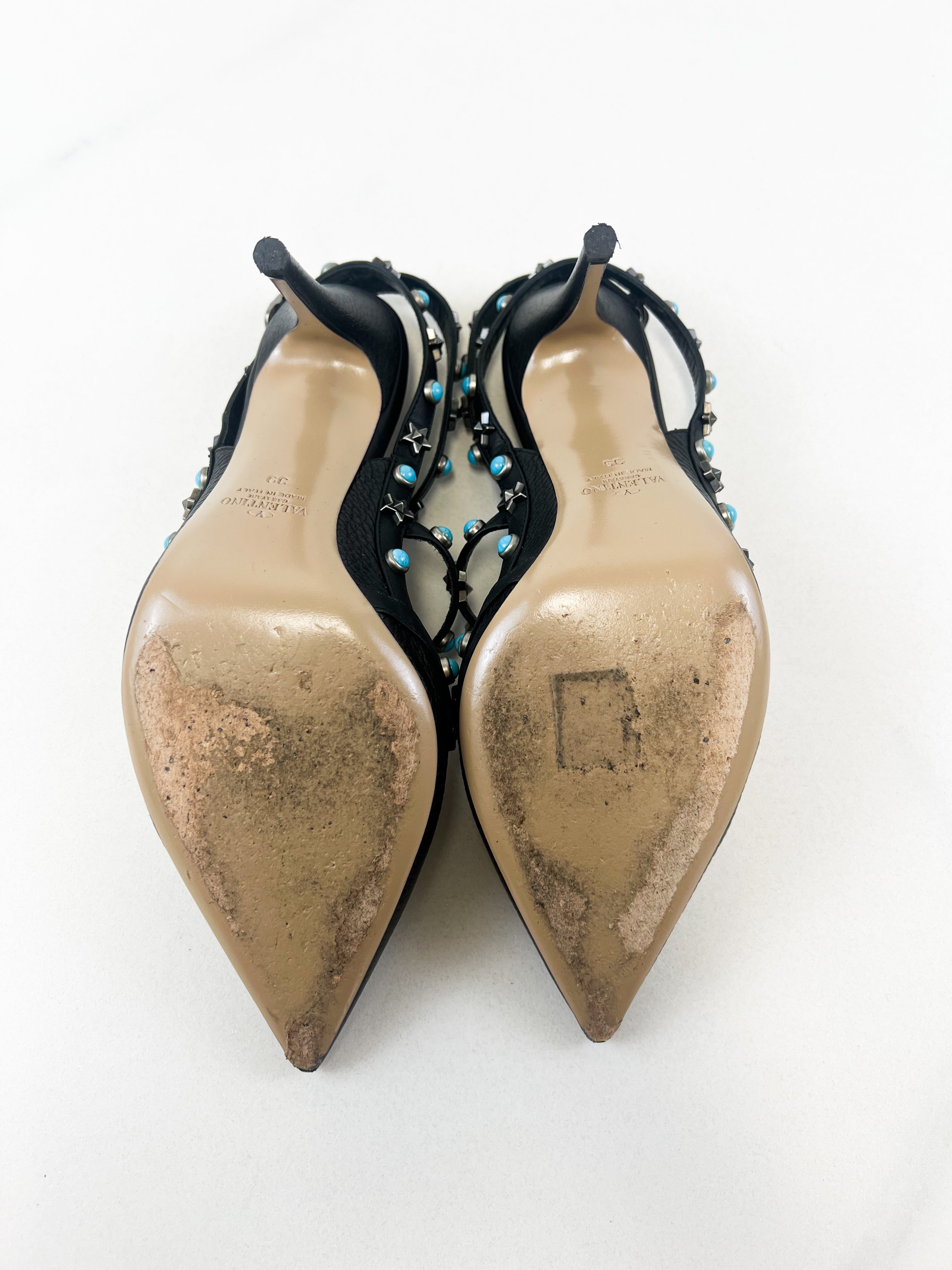 Valentino Black Caged Rockstud Pumps Size 39