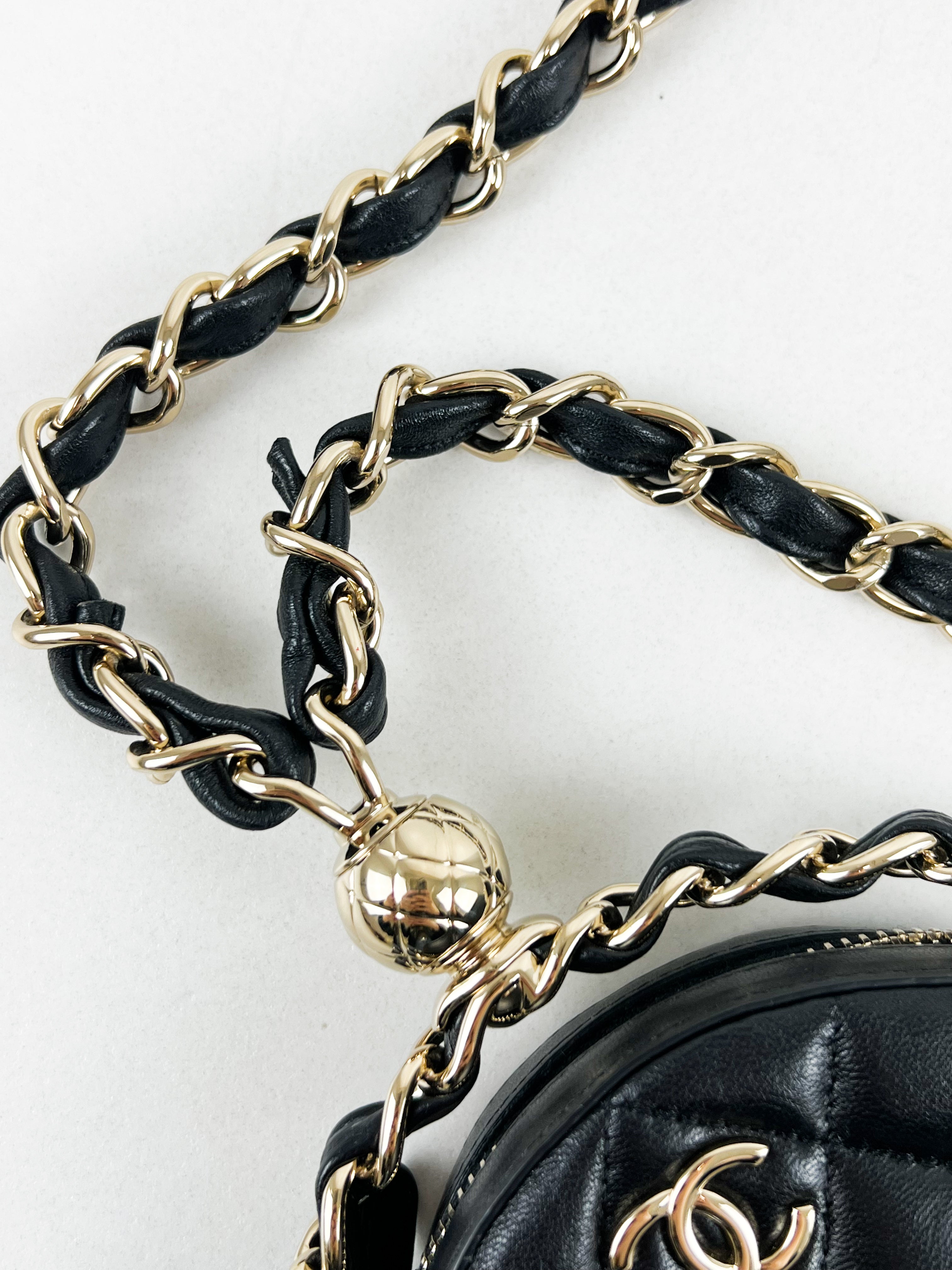 Chanel Lambskin Quilted Running Around Chain Mini Clutch