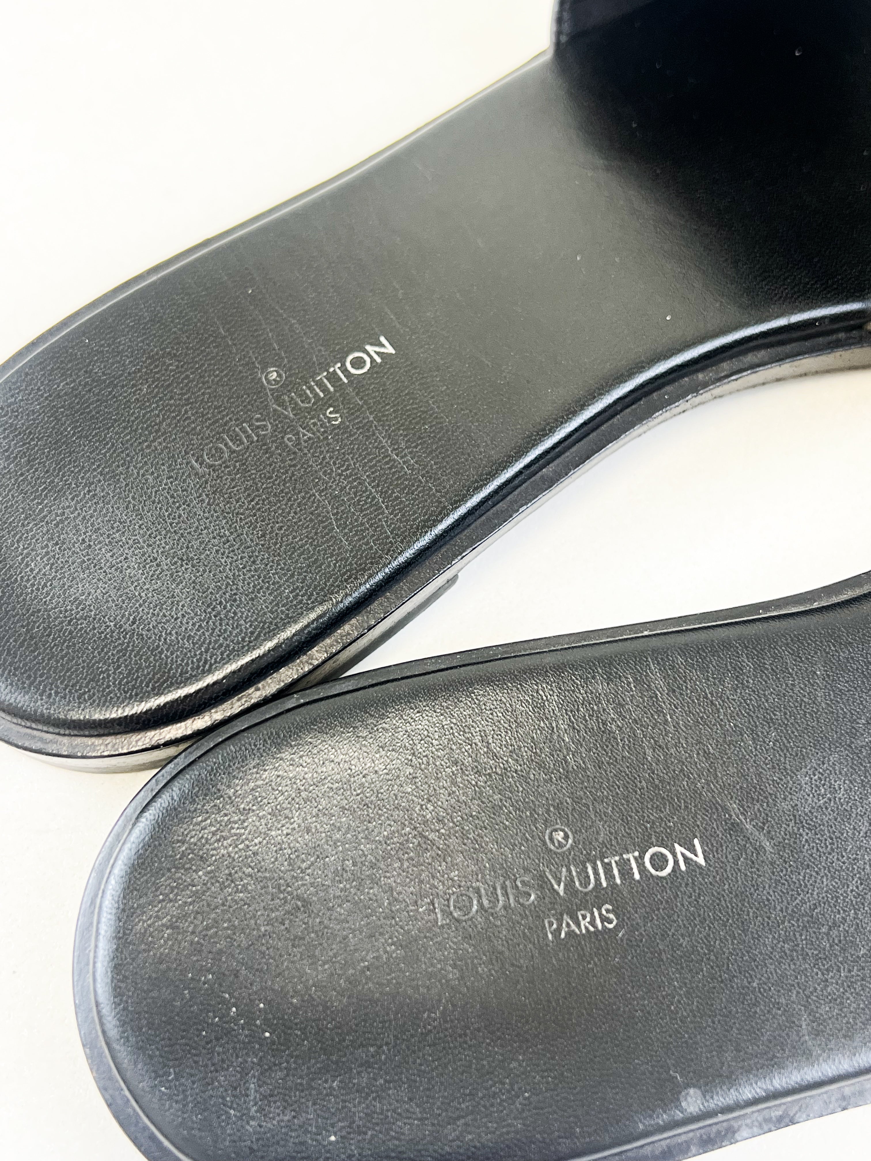 Louis Vuitton Monogram Lock It Flat Slides Size 37