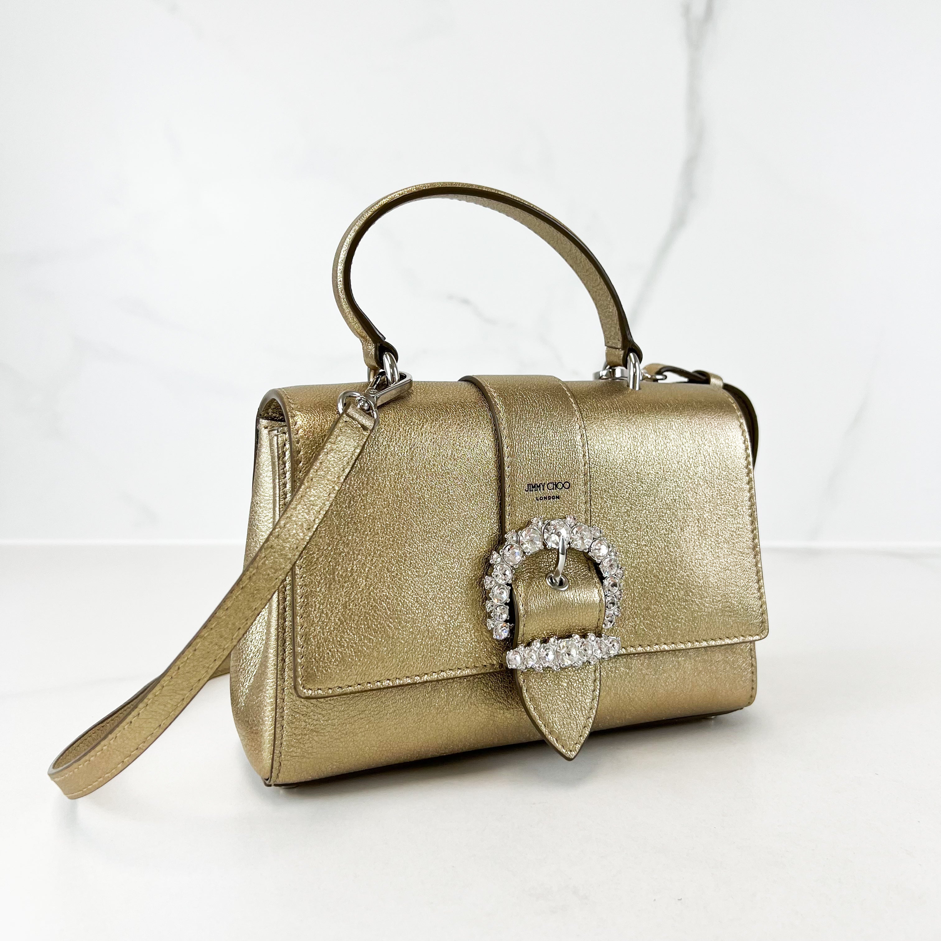 Jimmy Choo Calfskin Crystal Cheri Top Handle Bag Shopluxe Consignment