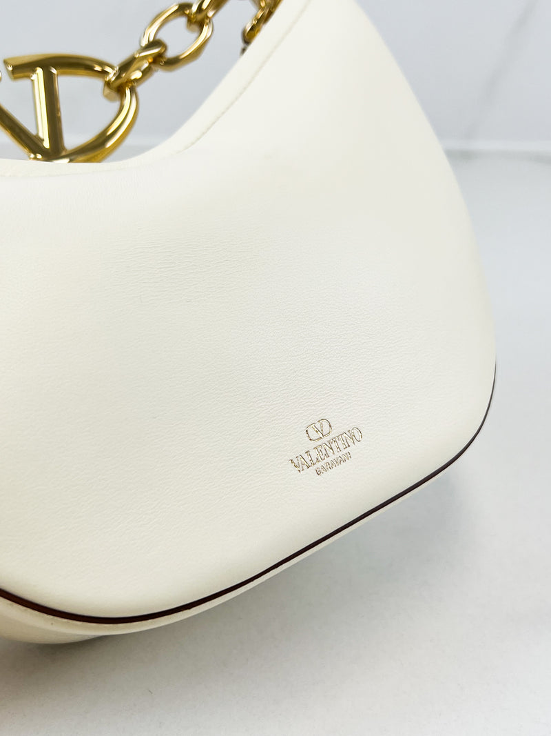 Valentino Garavani Cream Mini VLogo Moon Crossbody Bag