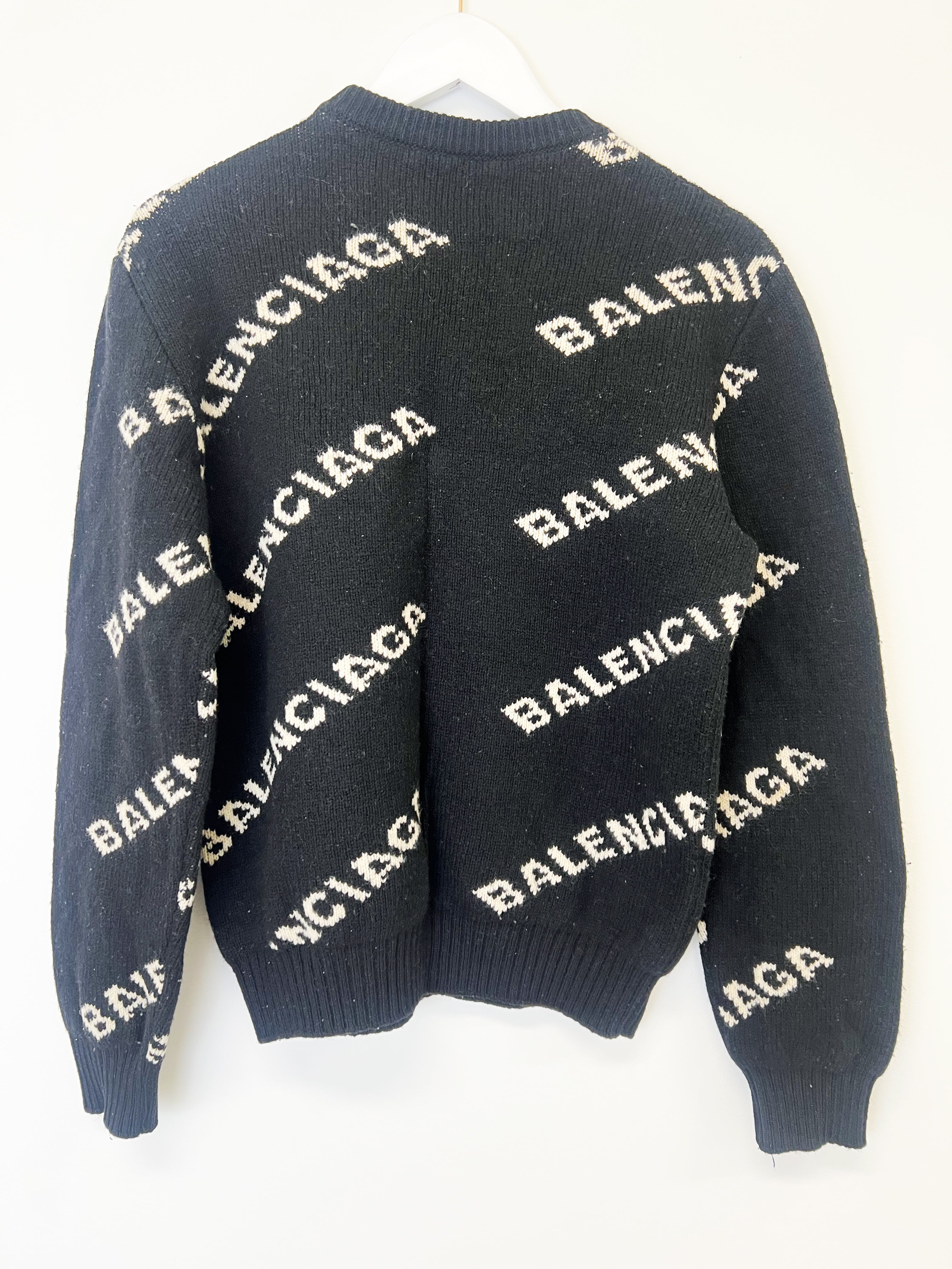 Balenciaga Black All Over Long Sleeve Jumper Size S