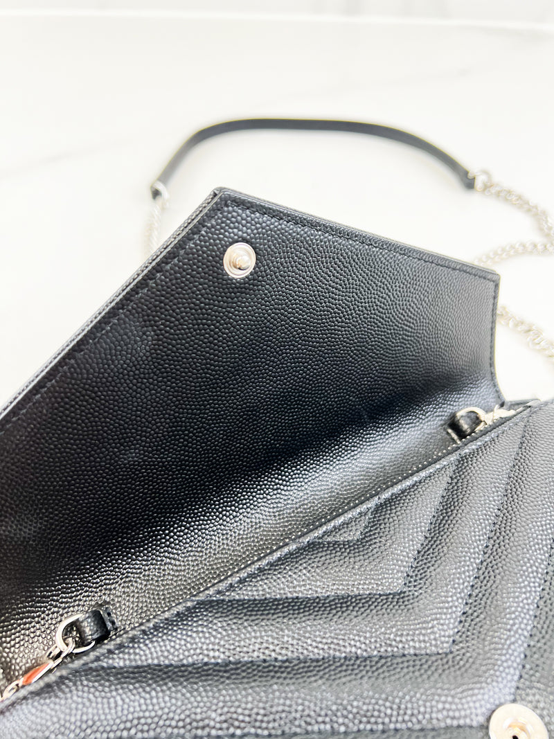 Saint Laurent Black Cassandre Envelope WOC SHW