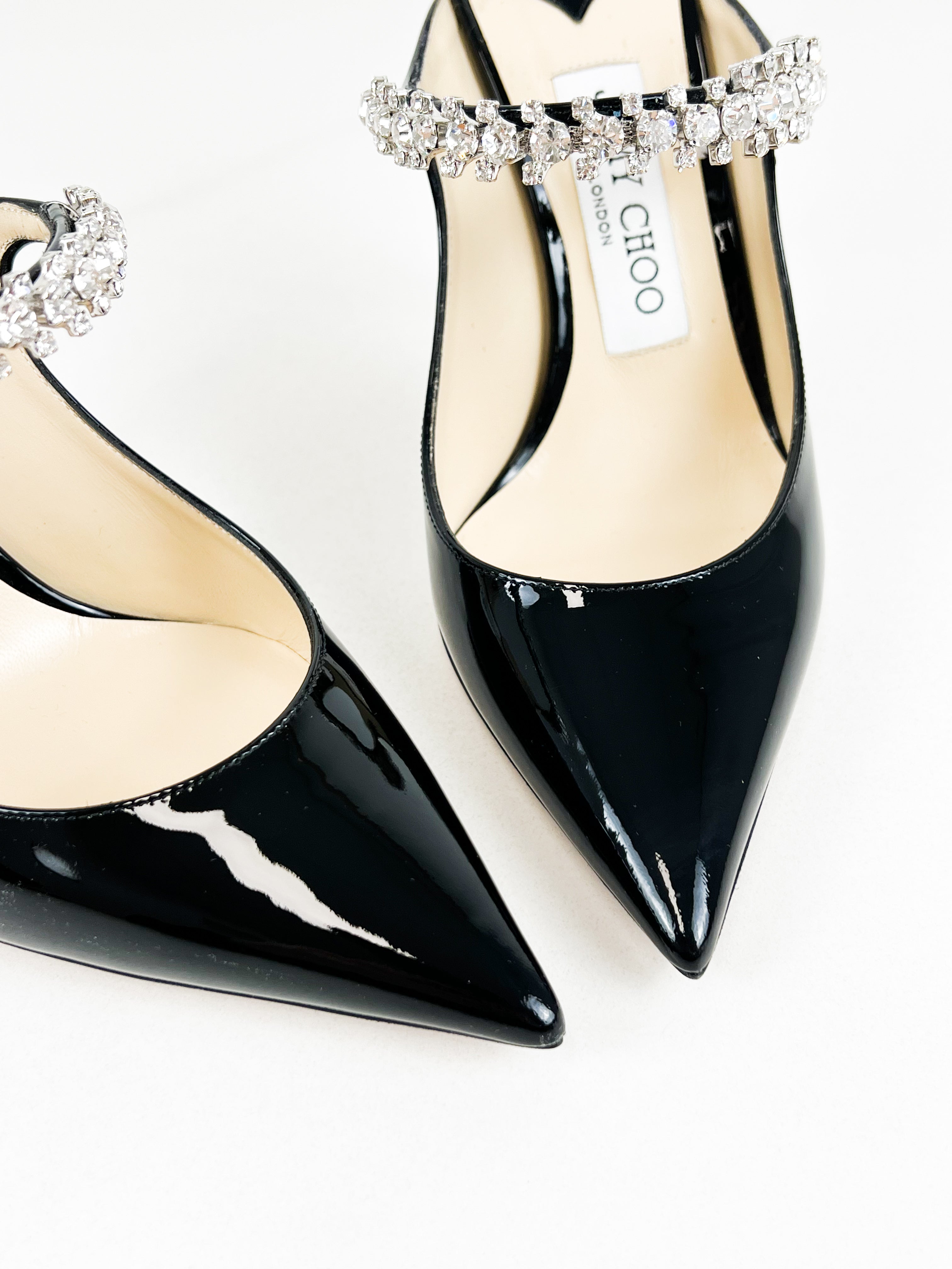 Jimmy Choo Bing Patent Black Leather Mule Size 36