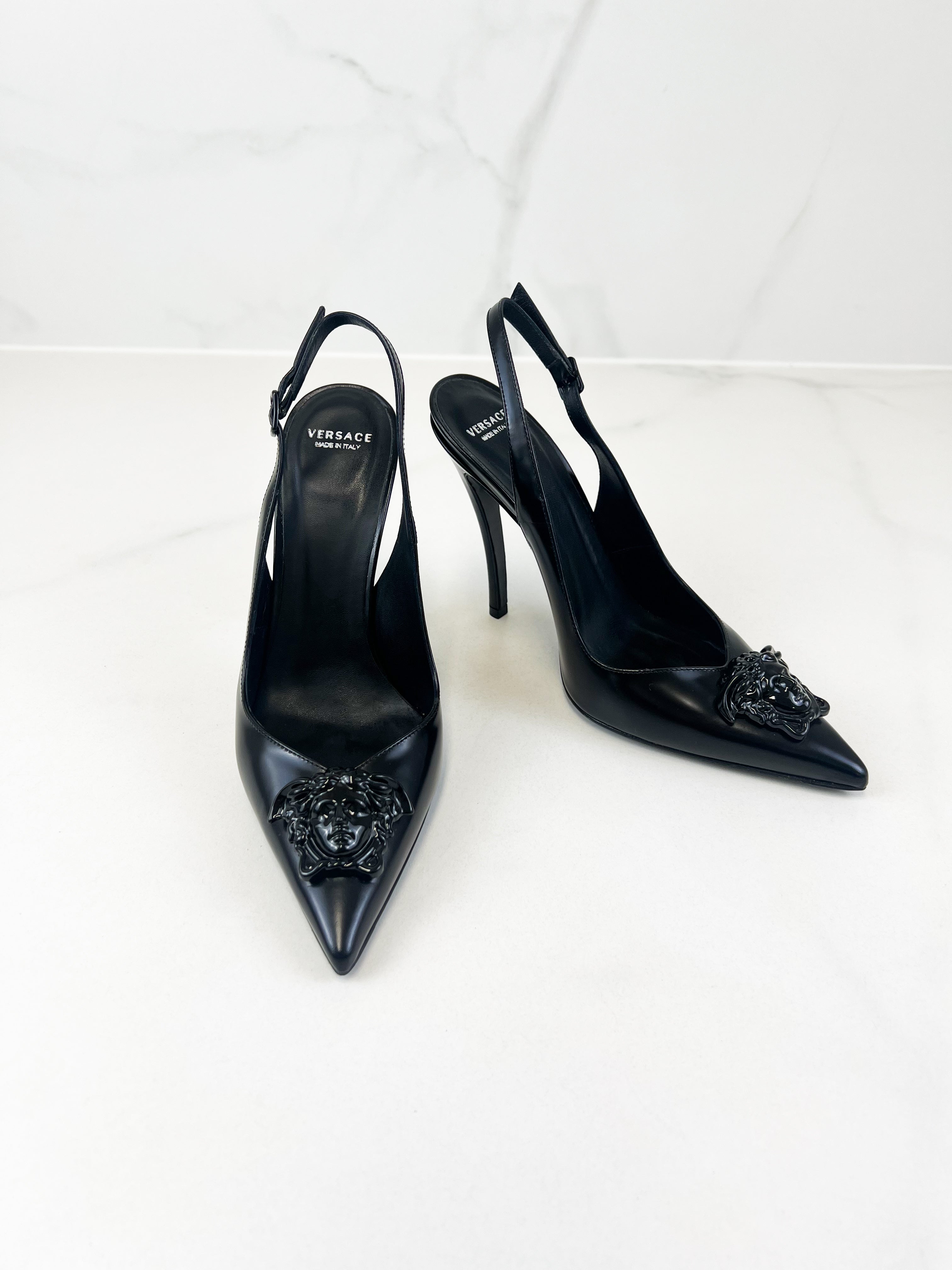 Versace Sling Back Medusa Heels Size 36