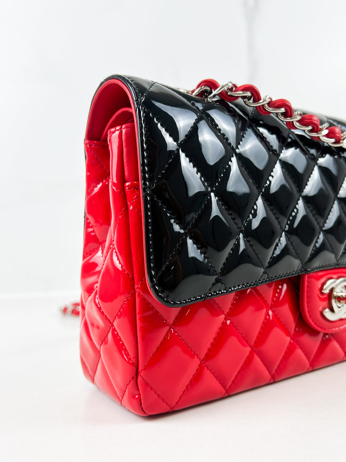 Chanel Small Classic Double Flap Patent Lambskin Shoulder Bag with SHW
