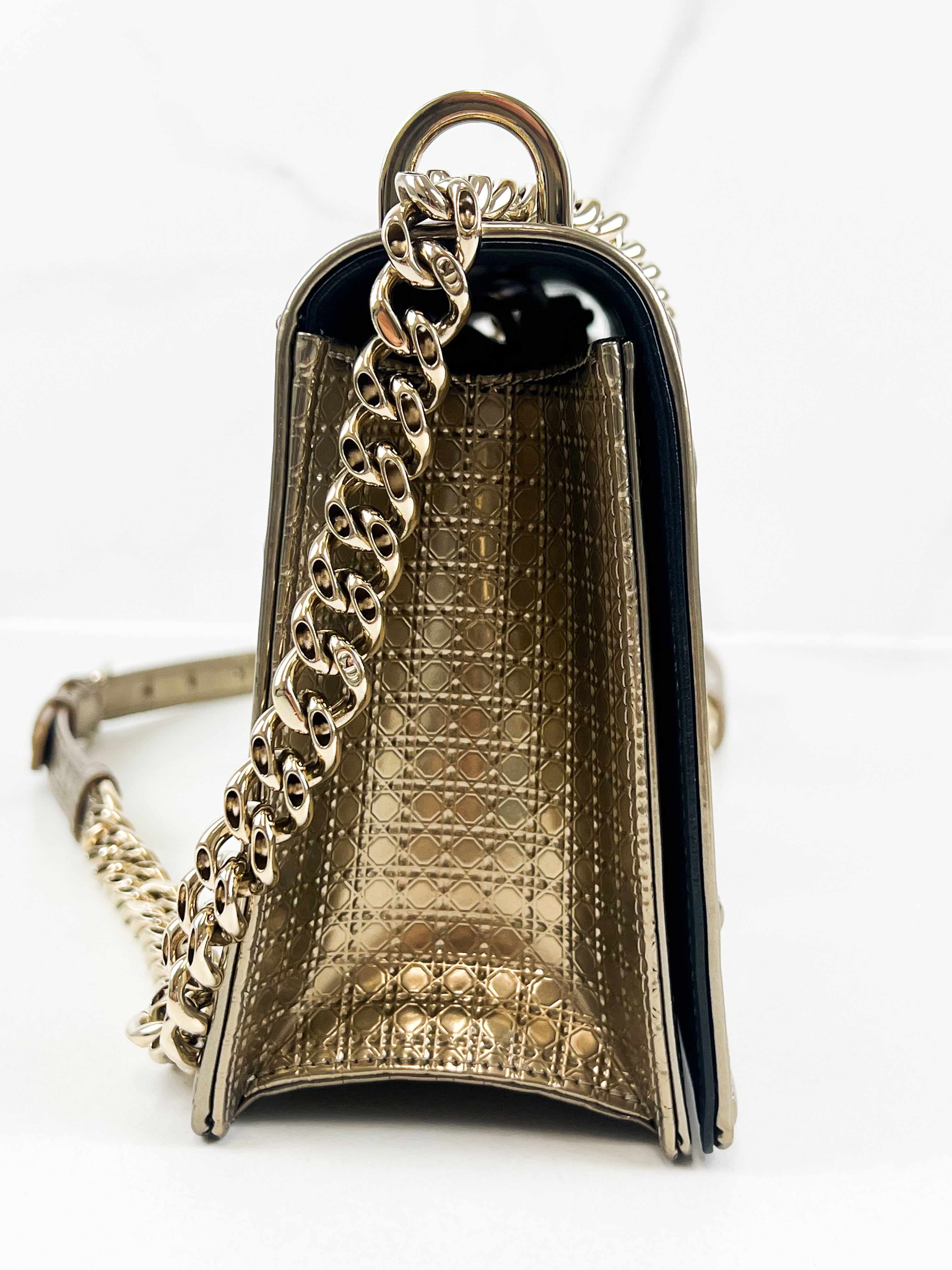 Christian Dior Medium Gold Diorama Shoulder Bag