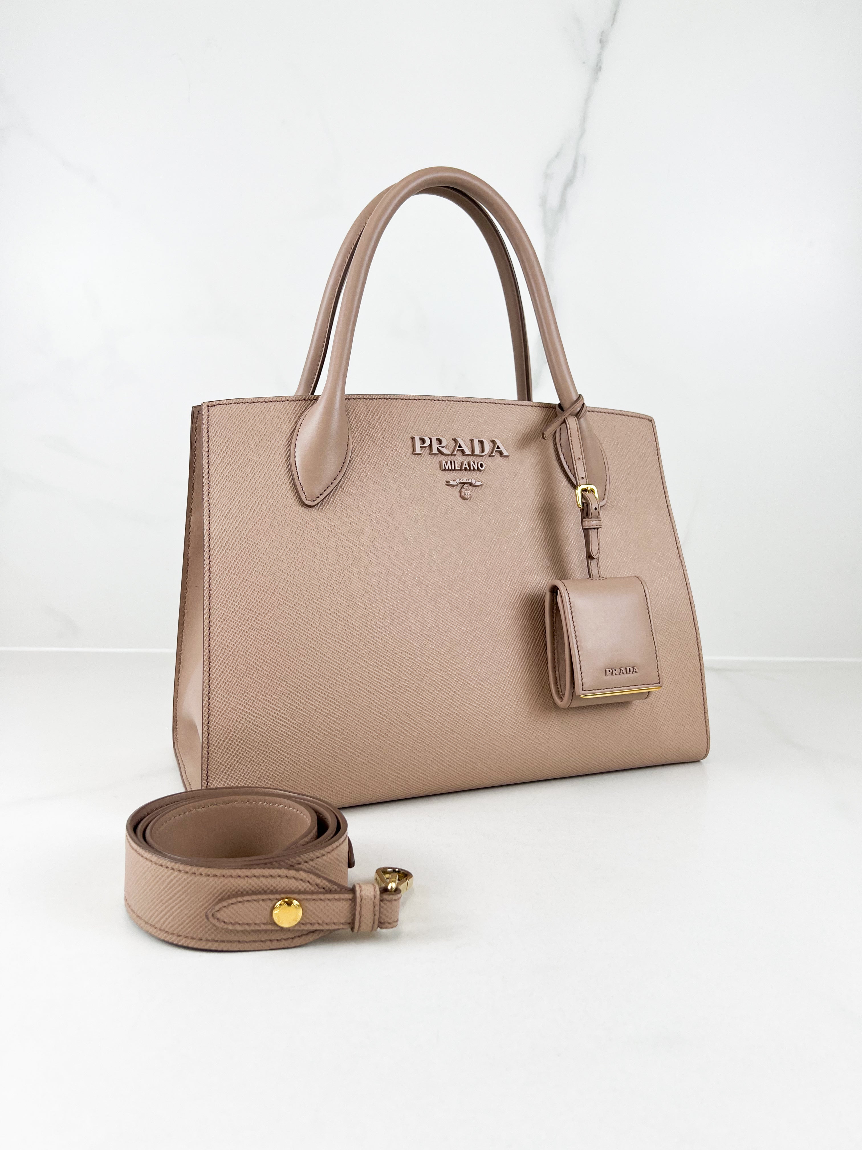 Prada Medium Saffiano Monochrome Bag in Cipria