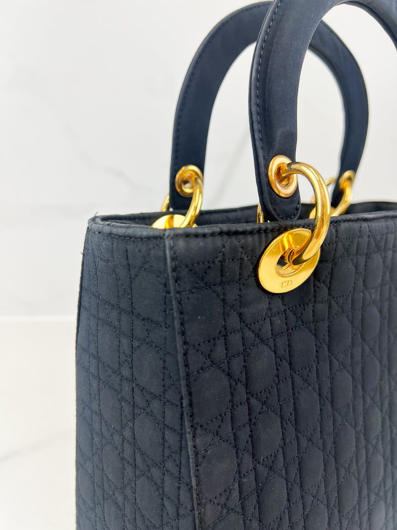 Christian Dior Vintage Black Lady Dior with Gold Hardware