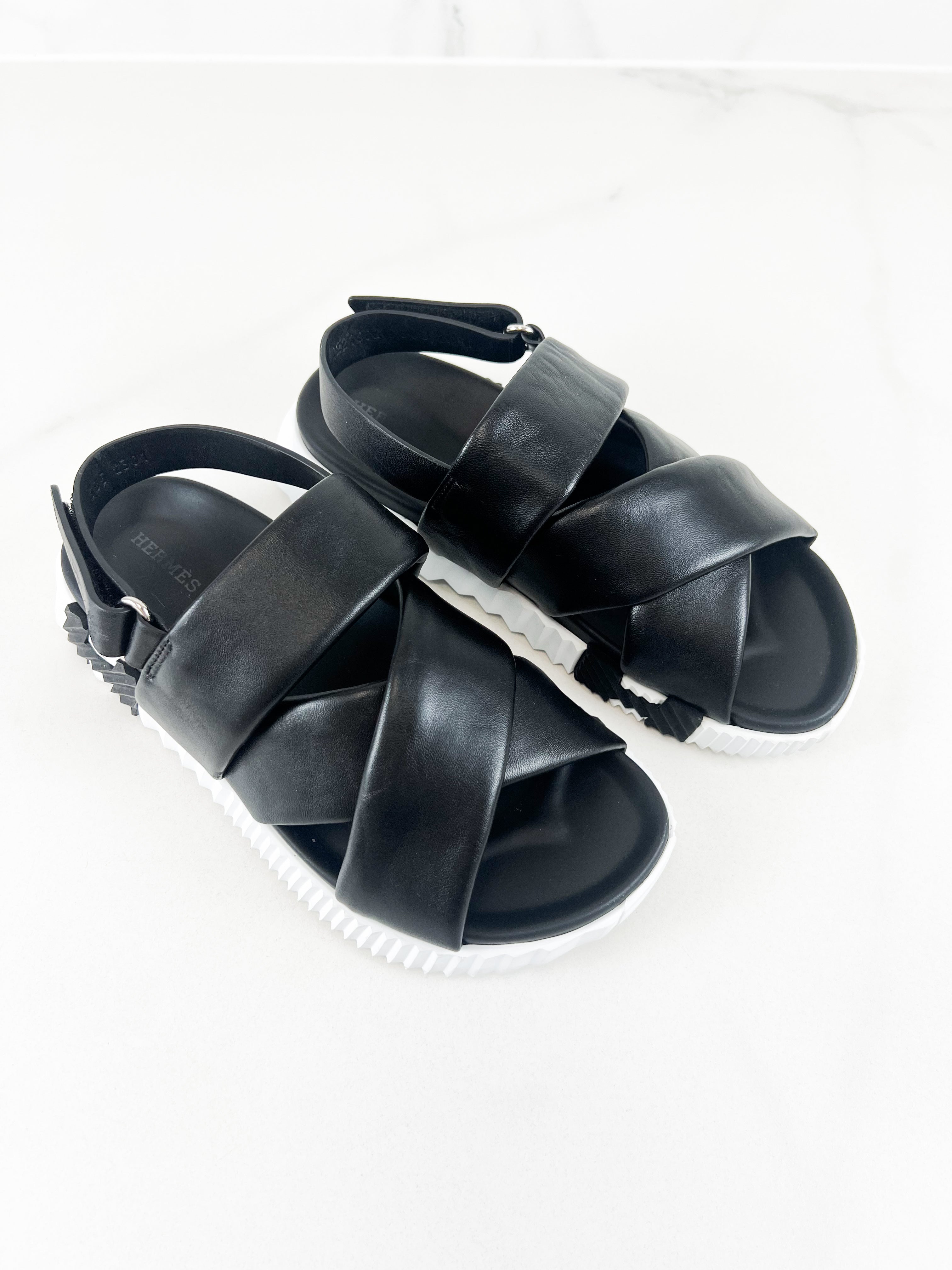 Hermes Electric Sandals in Black Size 38.5