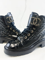Chanel Quilted Combat Boot Size 39